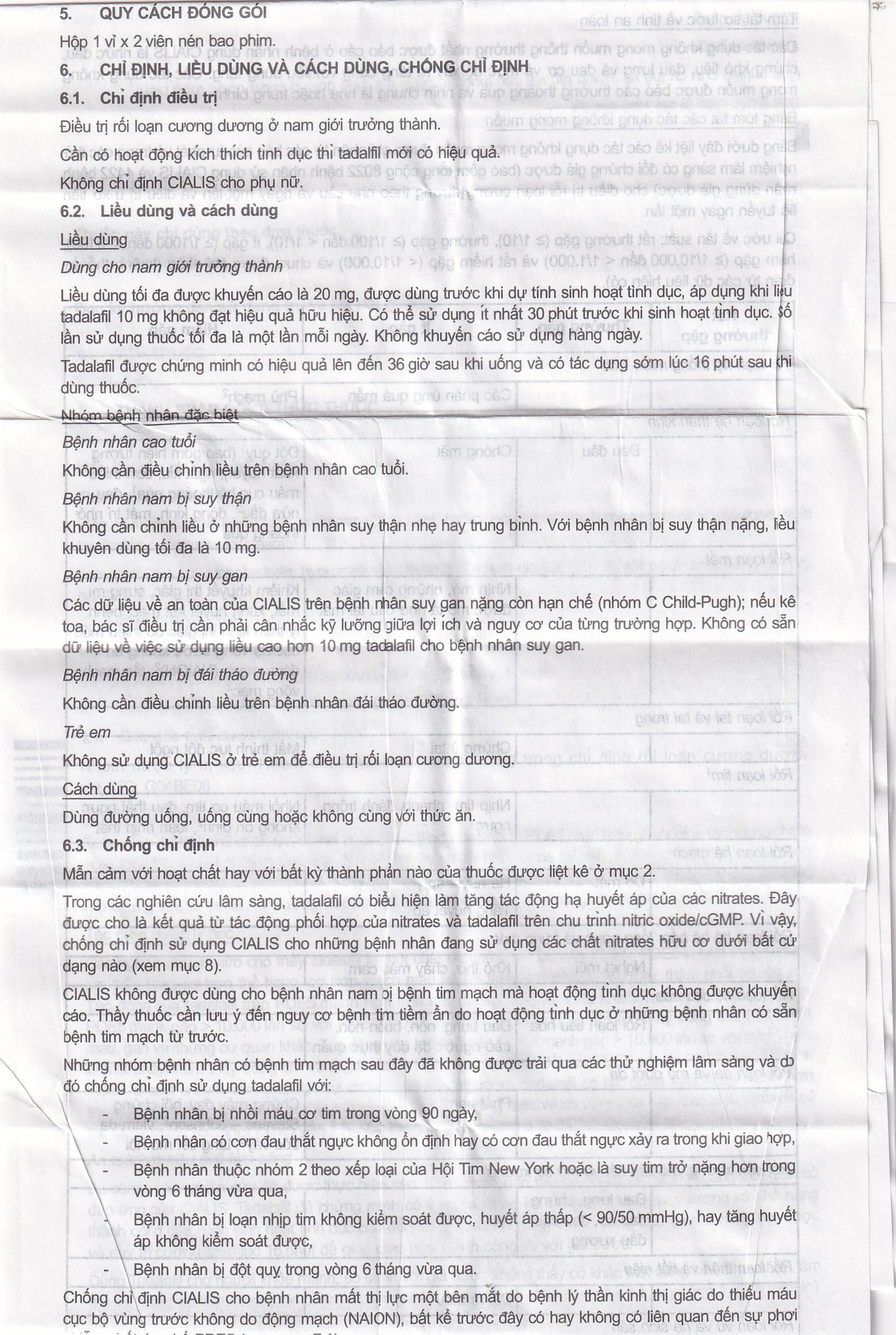 Thuốc Cialis Lilly điều trị rối loạn cương dương (1 vỉ x 2 viên)