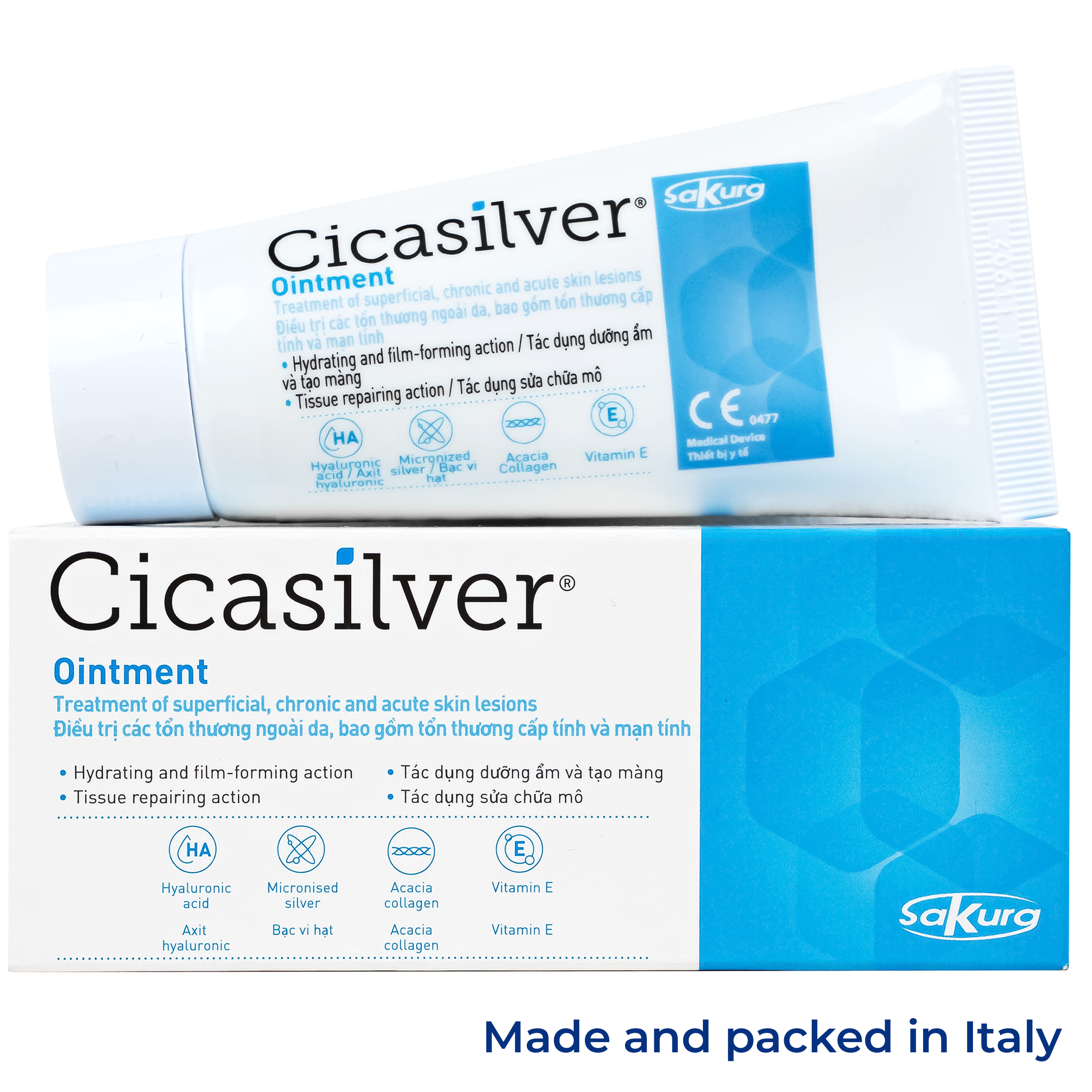 Kem bôi vết thương Cicasilver Ointment 50ml hỗ trợ điều trị các vết thương hở cấp và mãn tính