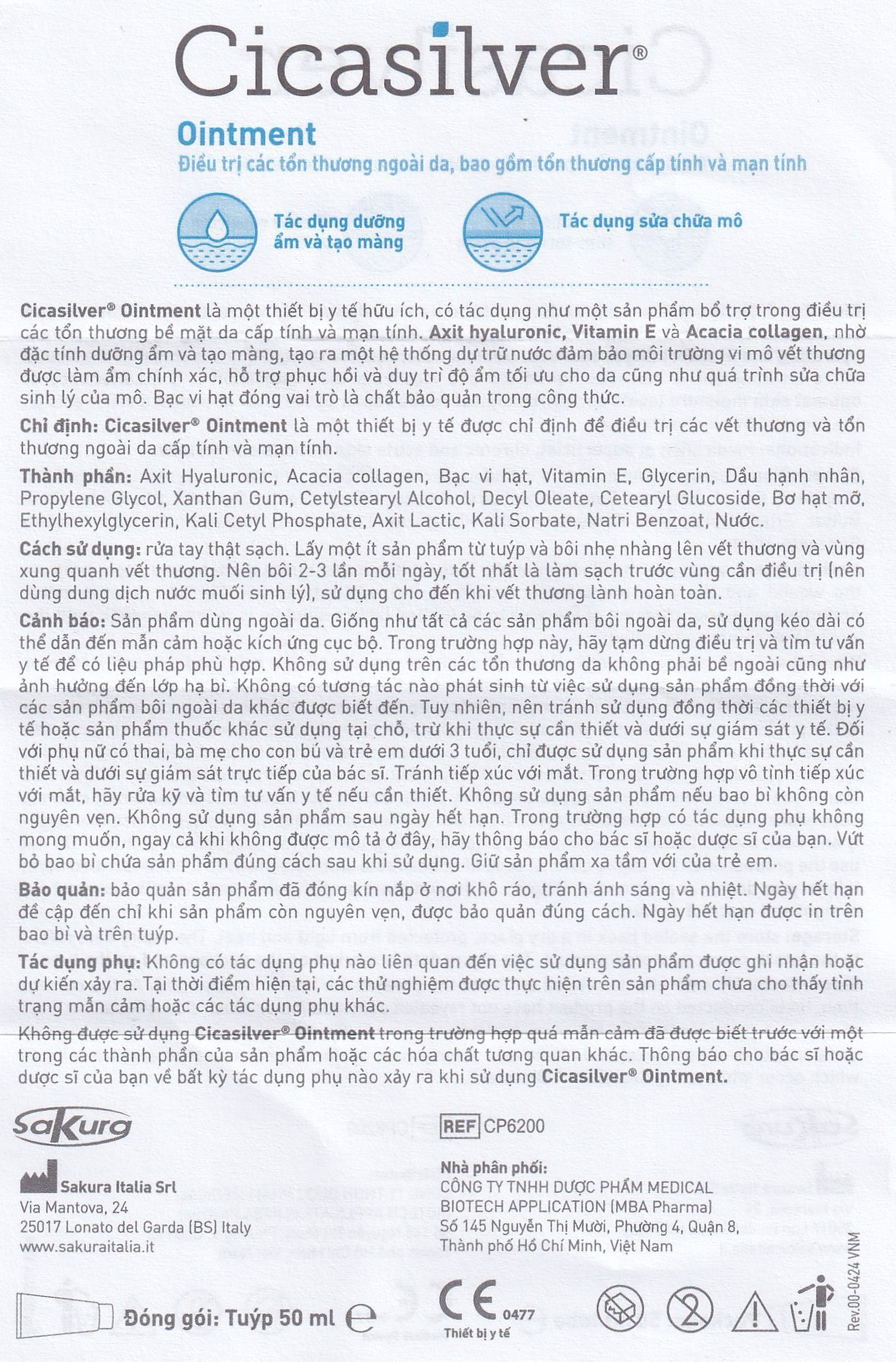 Kem bôi vết thương Cicasilver Ointment 50ml hỗ trợ điều trị các vết thương hở cấp và mãn tính