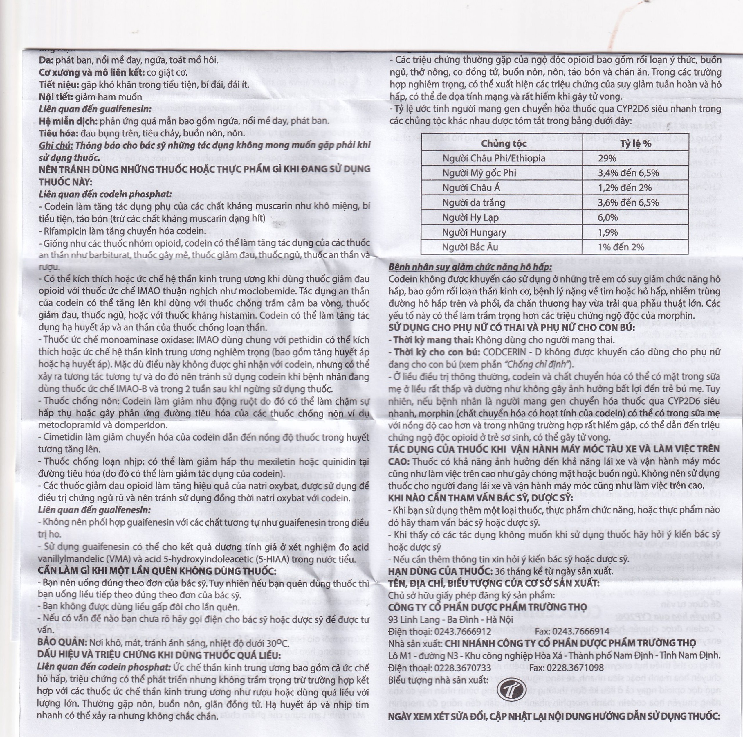 Thuốc CODCERIN-D Trường Thọ điều trị triệu chứng ho khan, ho có đờm, ho do dị ứng (2 vỉ x 10 viên)