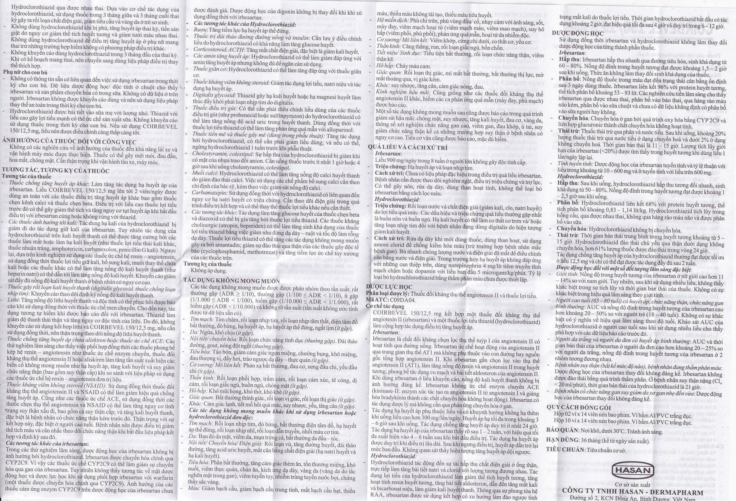 Thuốc Coirbevel 150/12.5mg Hasan điều trị tăng huyết áp (2 vỉ x 14 viên)