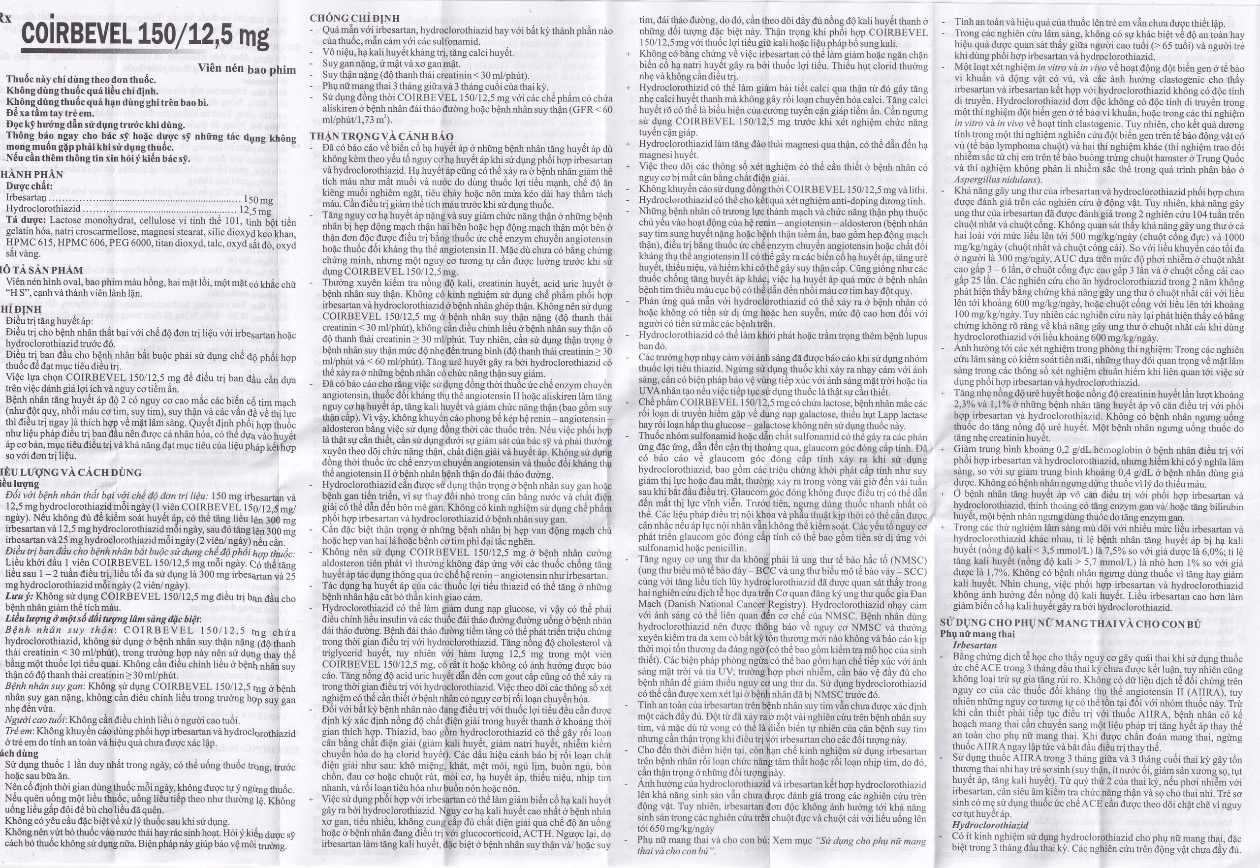 Thuốc Coirbevel 150/12.5mg Hasan điều trị tăng huyết áp (2 vỉ x 14 viên)