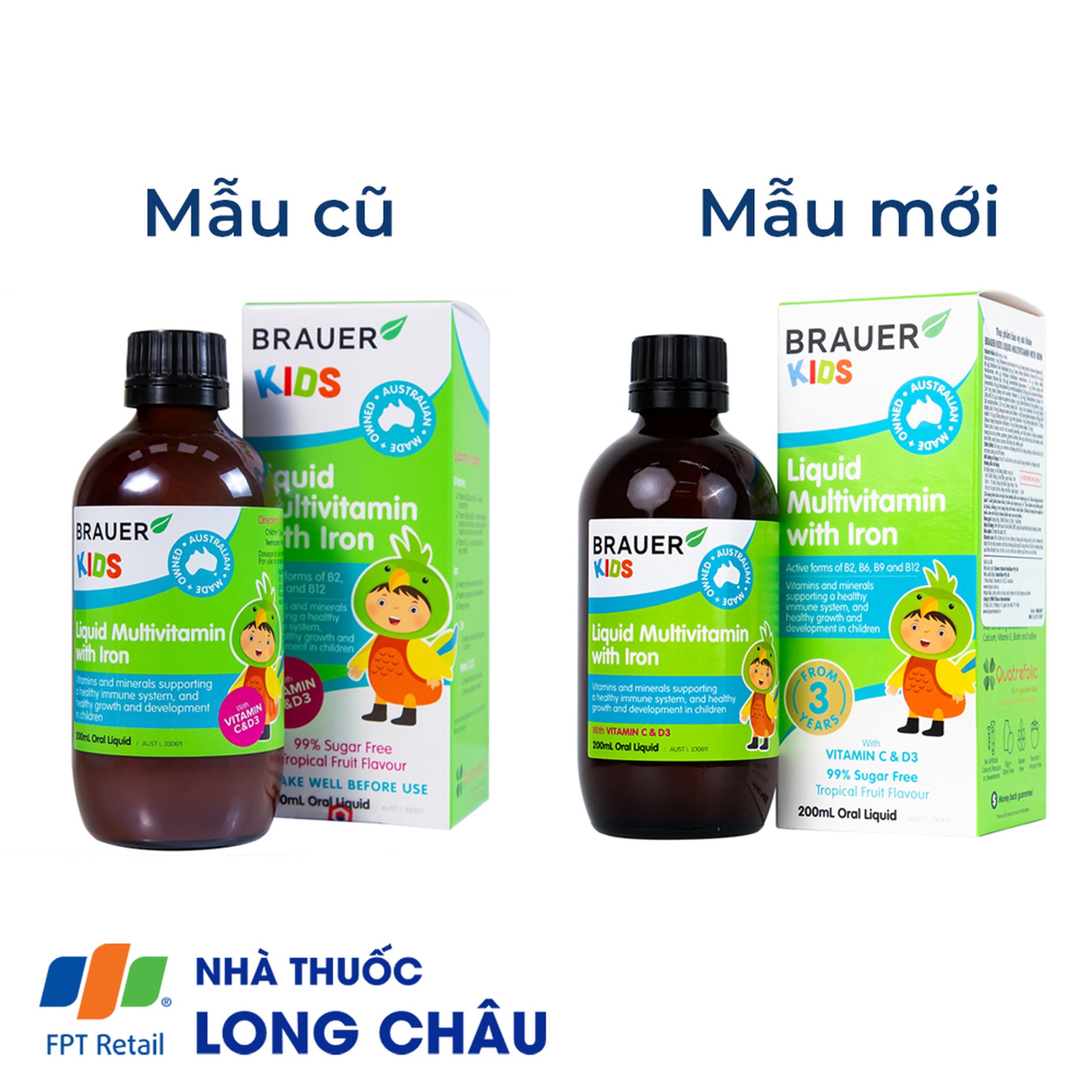 Siro Brauer Kids Liquid Multivitamin with Iron bổ sung vitamin và khoáng chất cho trẻ (200ml)