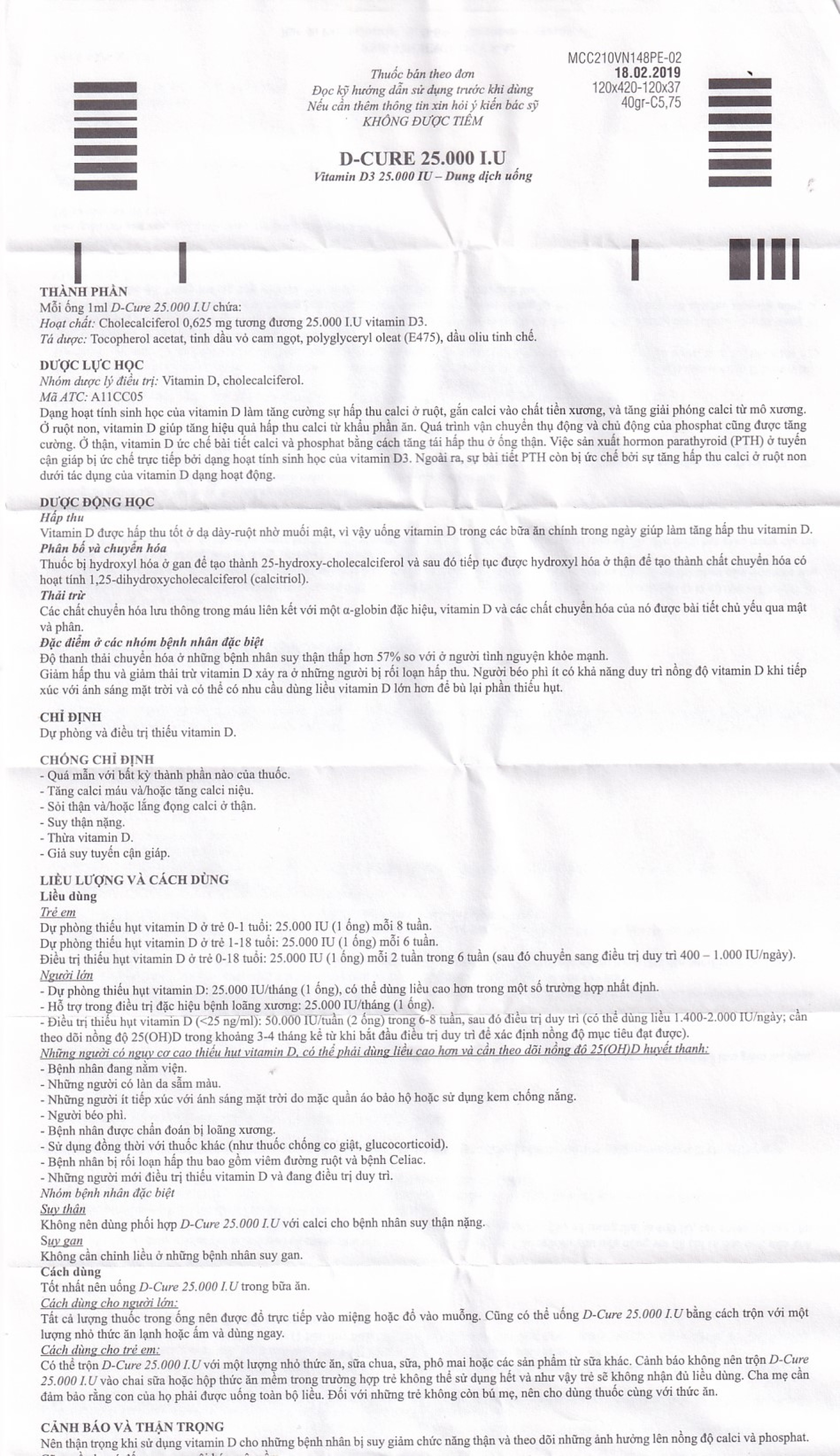 Dung dịch D-Cure 25000IU SMB phòng và điều trị thiếu vitamin D (1 vỉ x 4 ống)