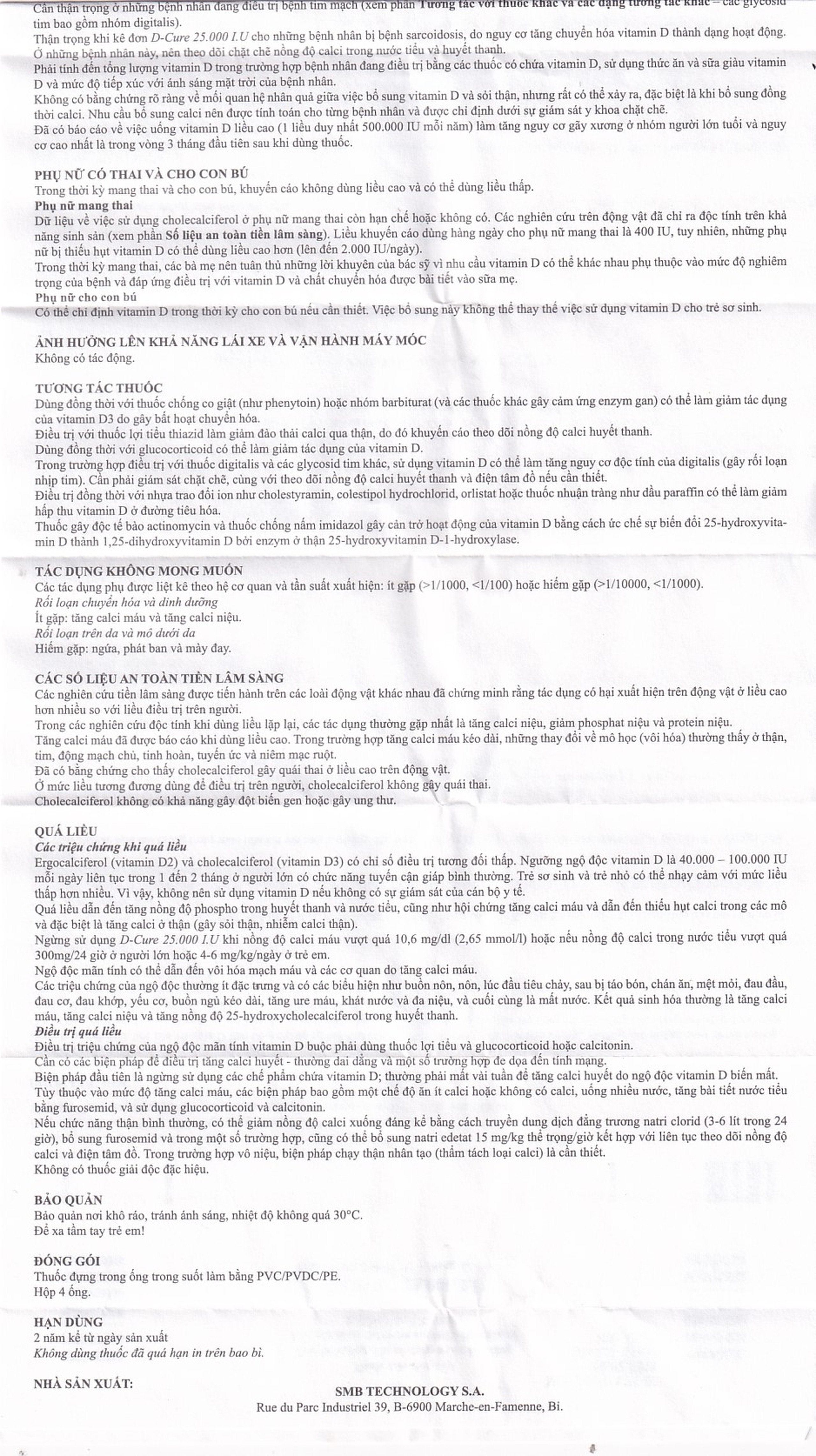 Dung dịch D-Cure 25000IU SMB phòng và điều trị thiếu vitamin D (1 vỉ x 4 ống)