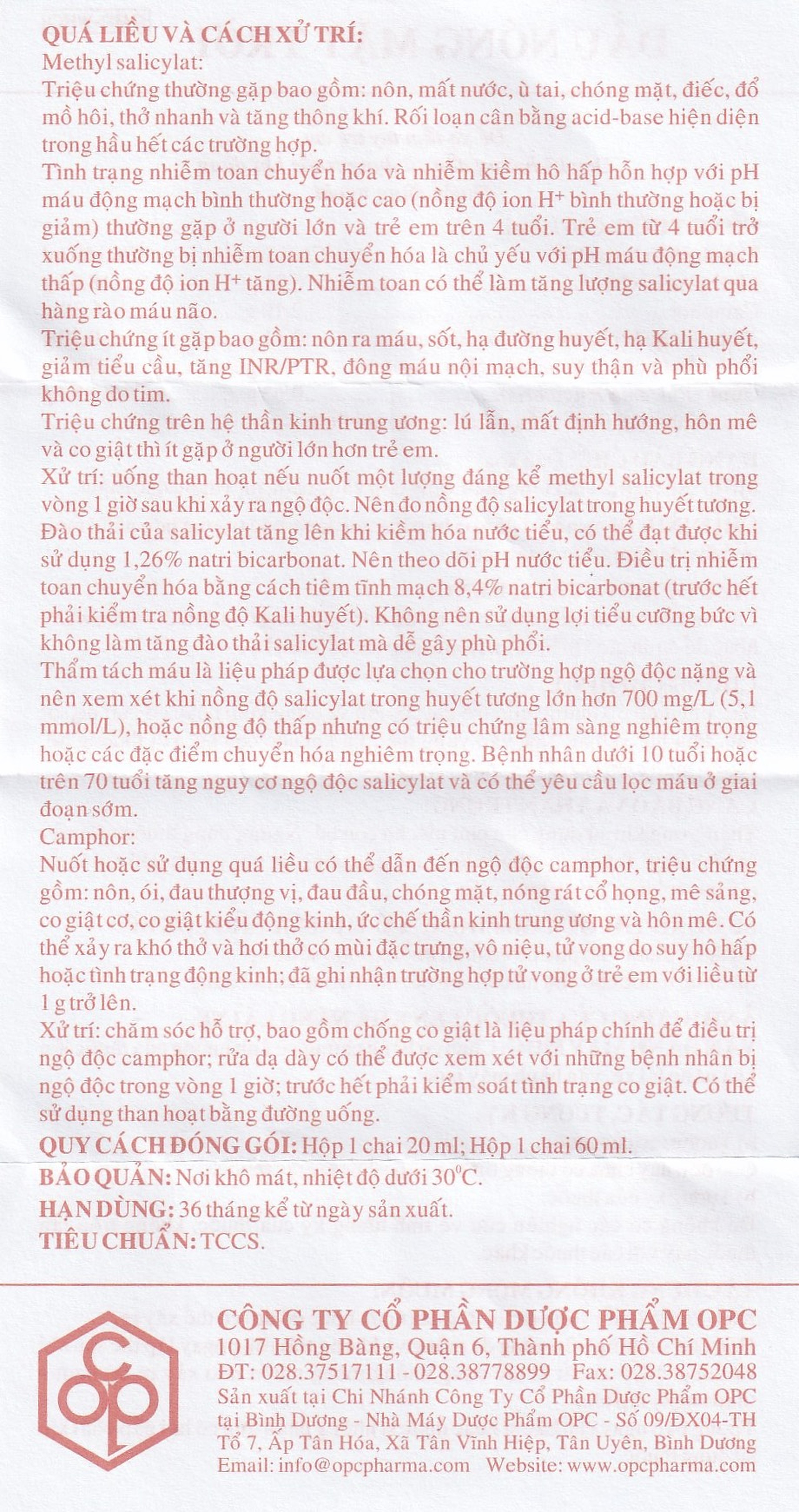 Dầu nóng Mặt Trời OPC điều trị nhức mỏi, tê thấp, đau lưng, cảm mạo, cúm (60ml)