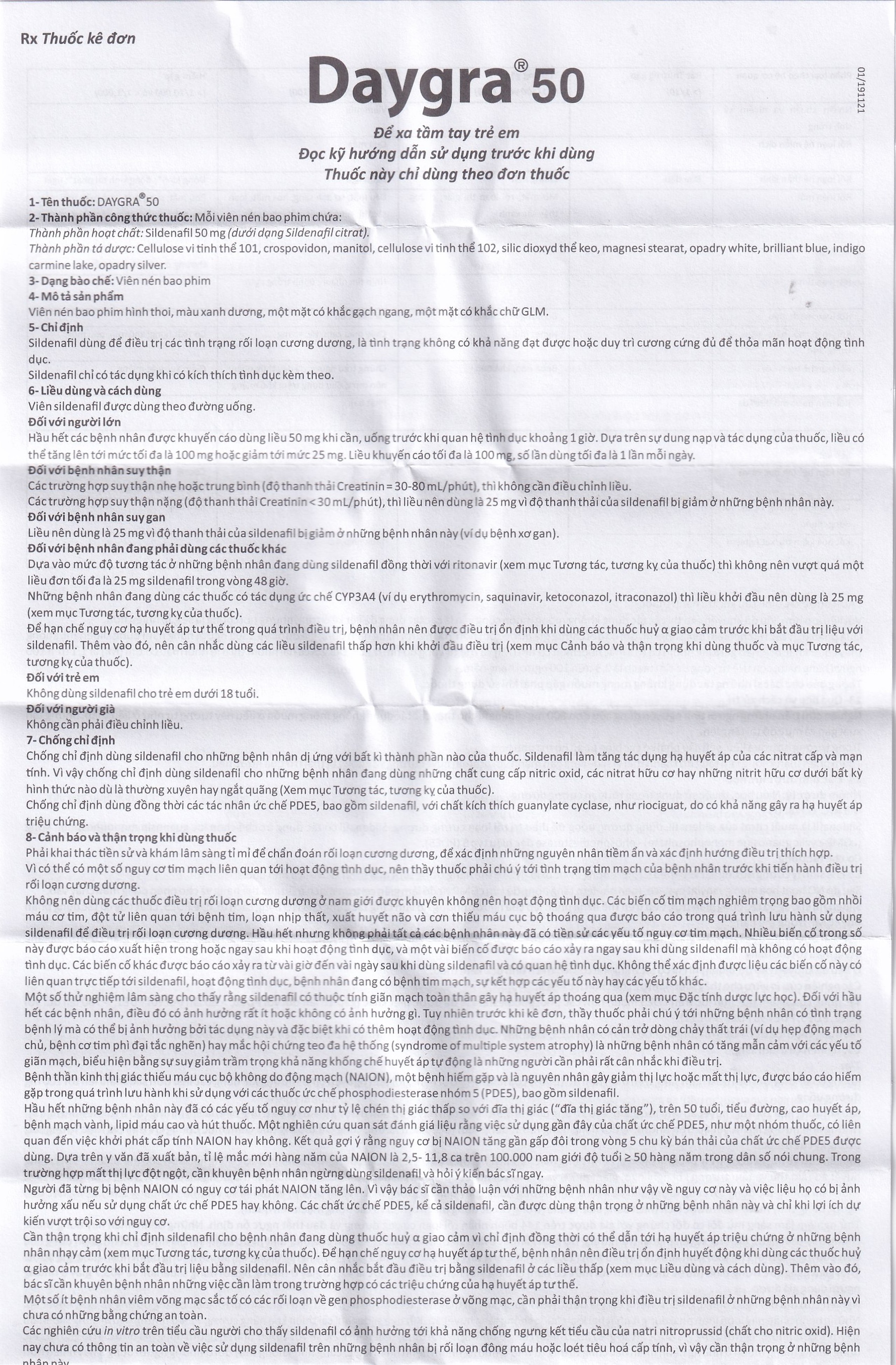 Thuốc Daygra 50 Abbott điều trị rối loạn cương dương (4 viên)