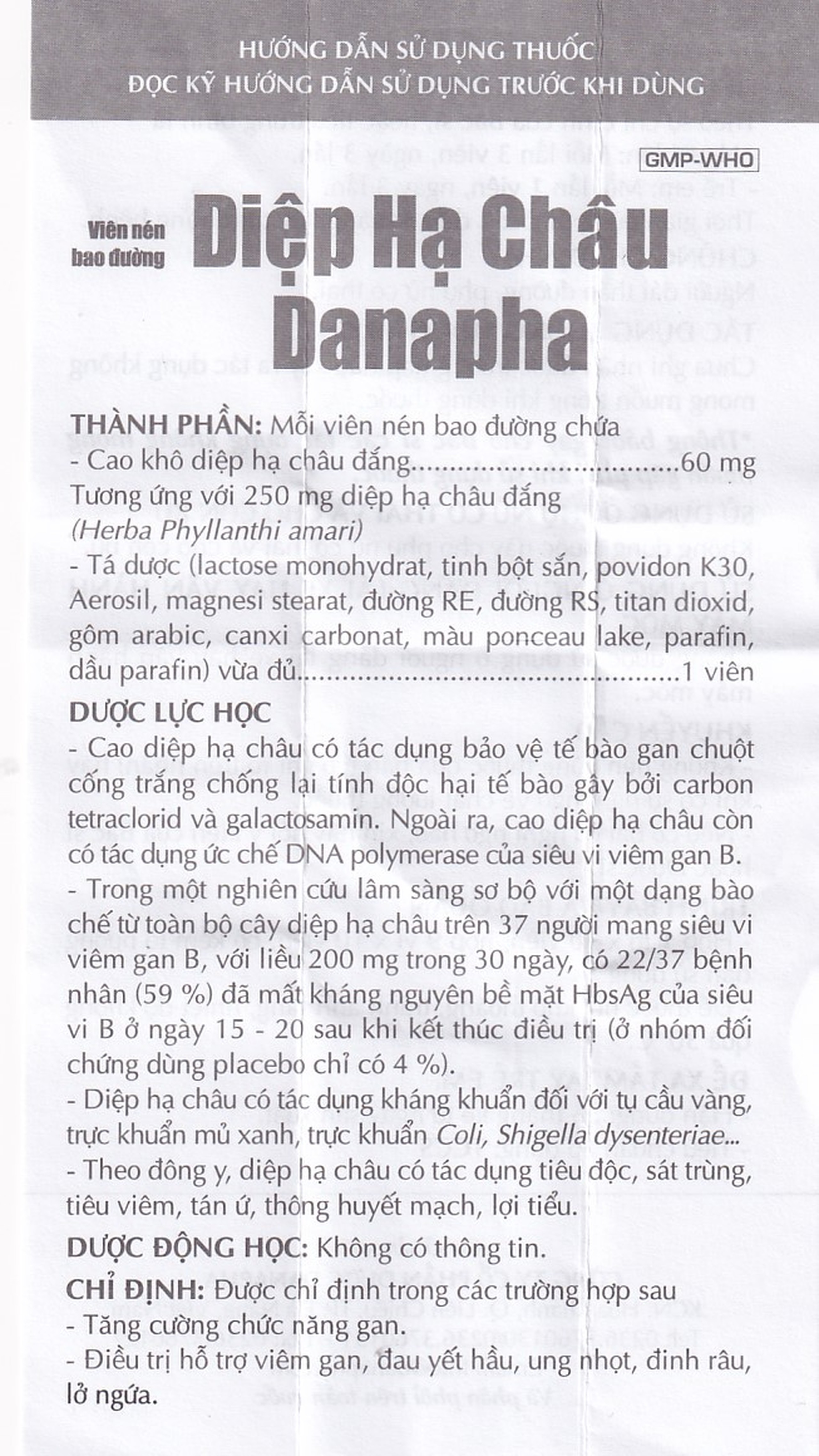 Thuốc Diệp Hạ Châu Danapha tăng cường chức năng gan (90 viên)