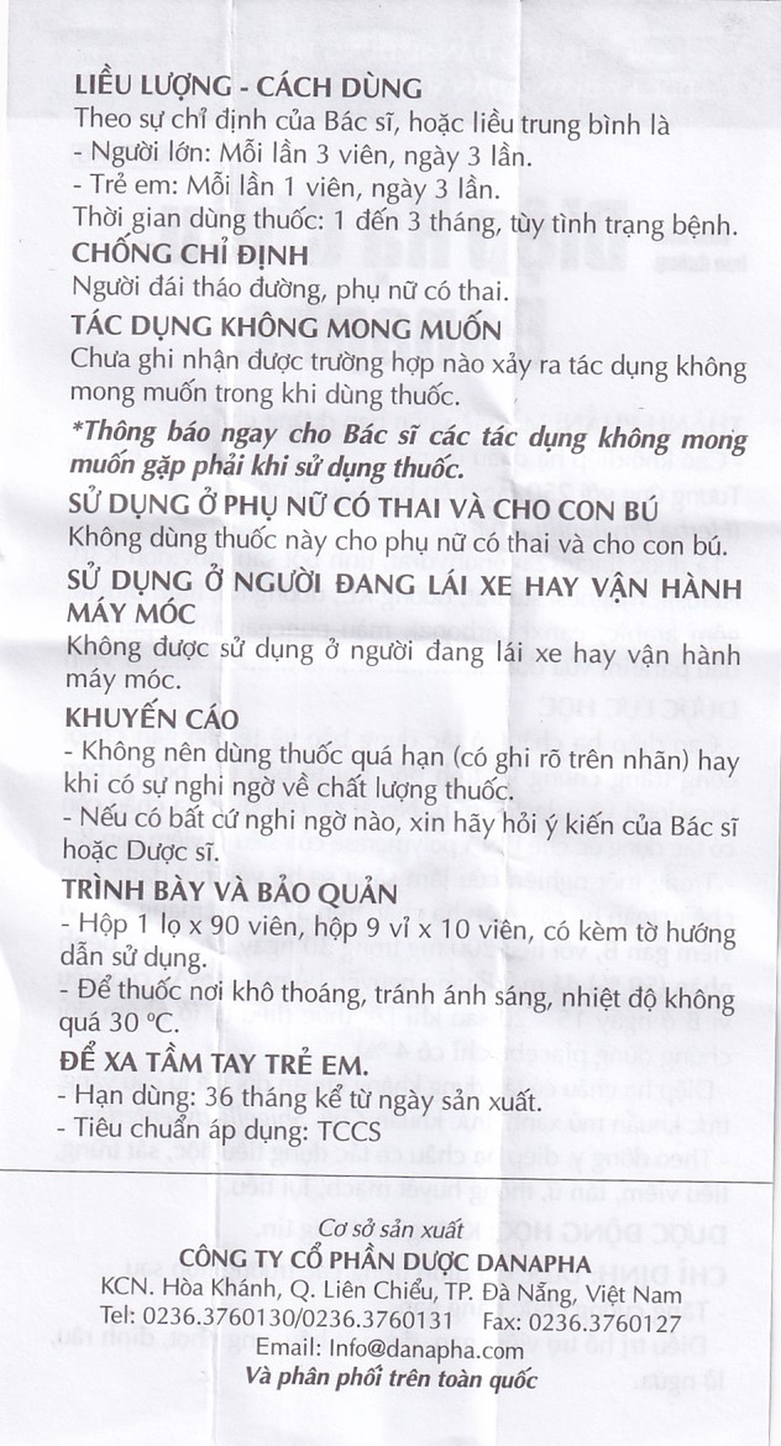 Thuốc Diệp Hạ Châu Danapha tăng cường chức năng gan (90 viên)