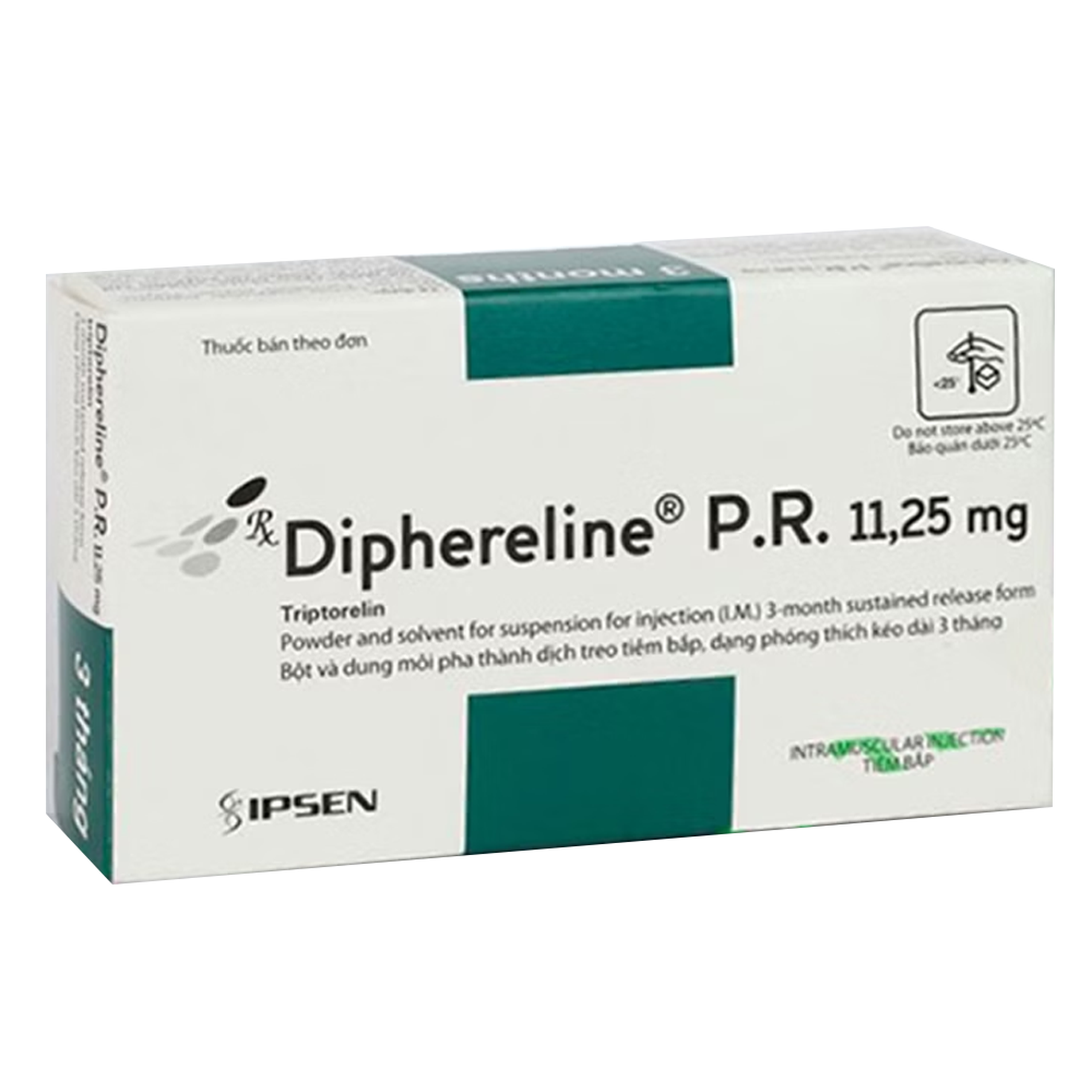 Thuốc Diphereline P.R. 11.25mg Ipsen điều trị ung thư tuyến tiền liệt, lạc nội mạc tử cung