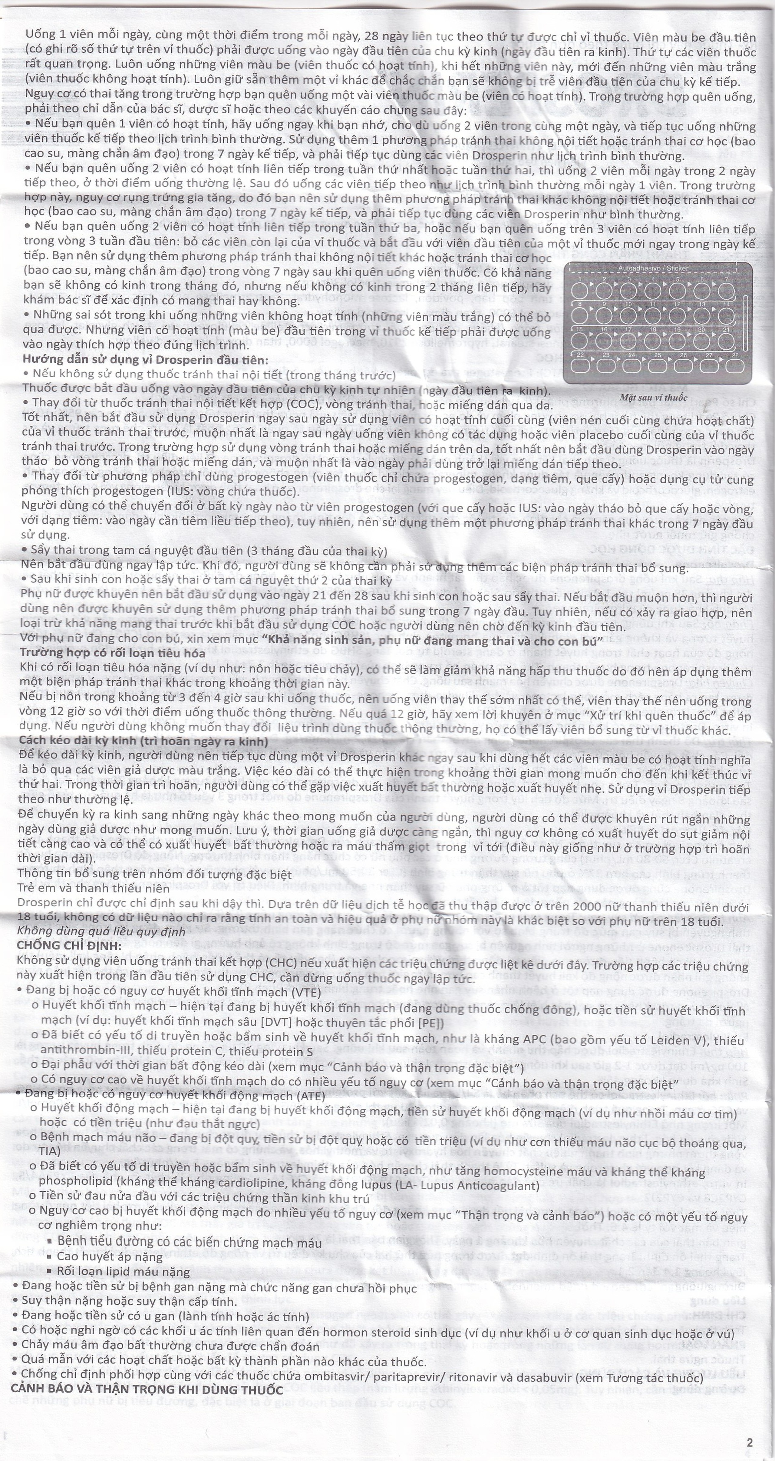 Thuốc tránh thai hằng ngày Drosperin Abbott (1 vỉ x 28 viên)