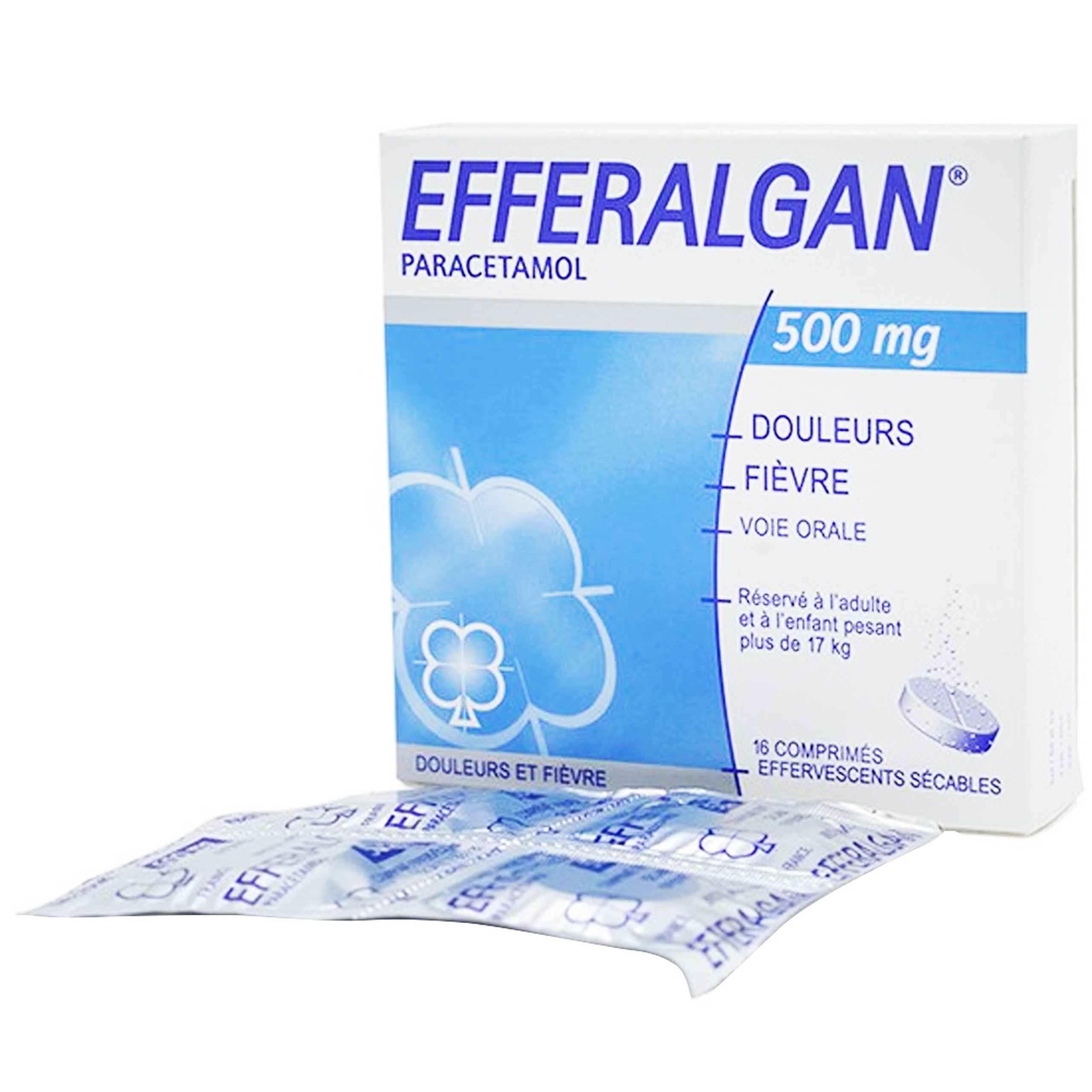 Viên sủi Efferalgan 500mg UPSA SAS giảm đau, hạ sốt (4 vỉ x 4 viên)
