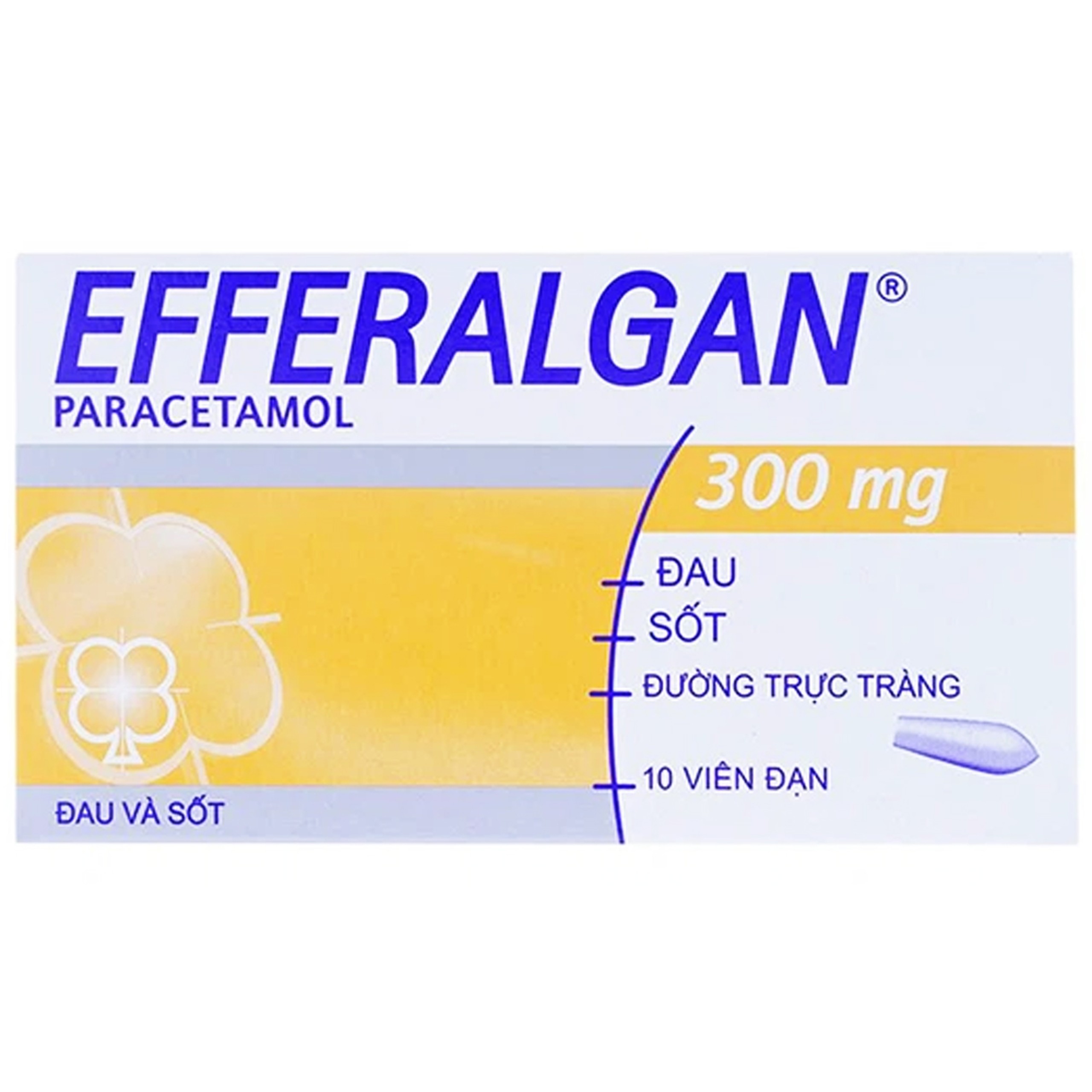 Thuốc đặt trực tràng Efferalgan 300mg UPSA SAS giảm đau, hạ sốt (10 viên)