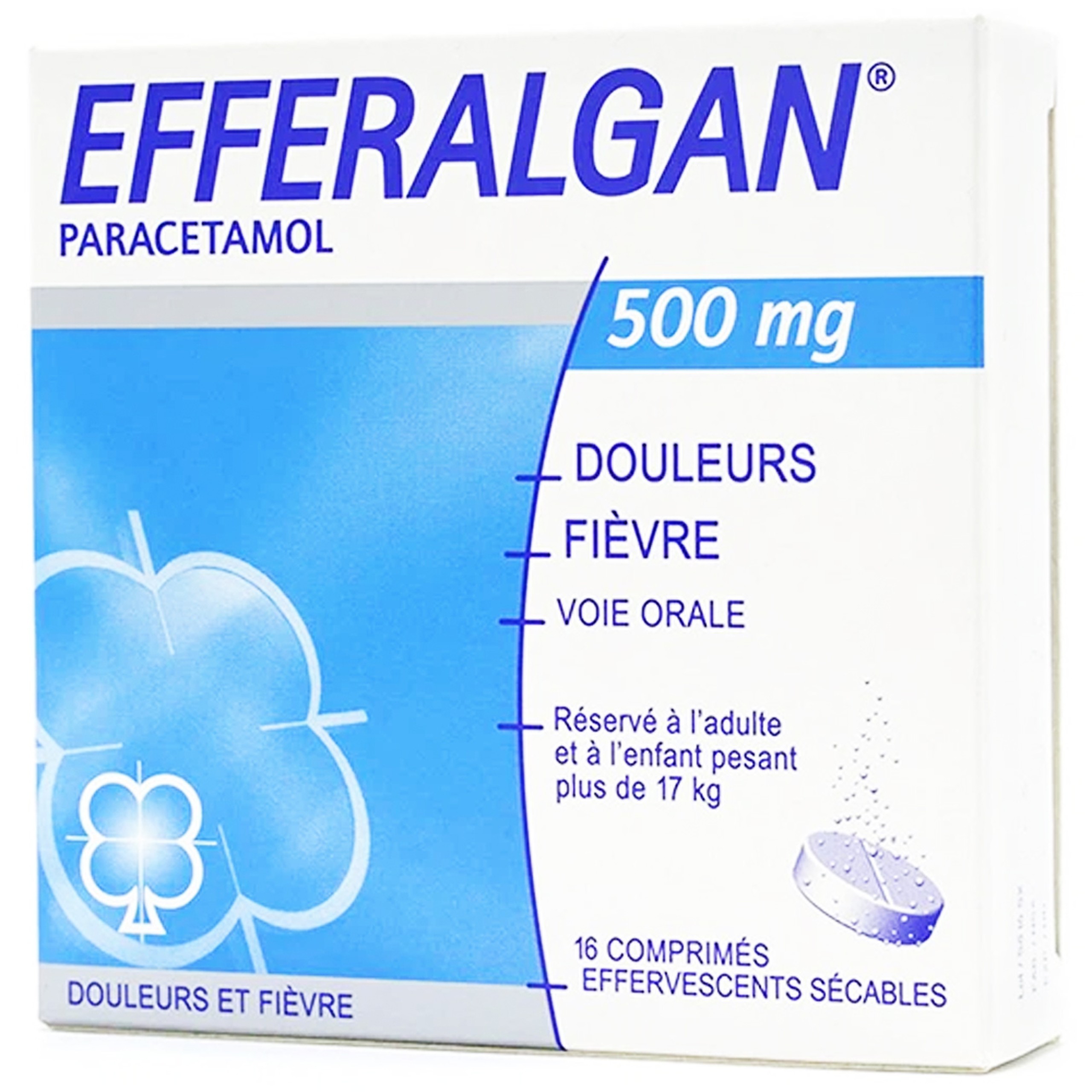 Viên sủi Efferalgan 500mg UPSA SAS giảm đau, hạ sốt (4 vỉ x 4 viên)