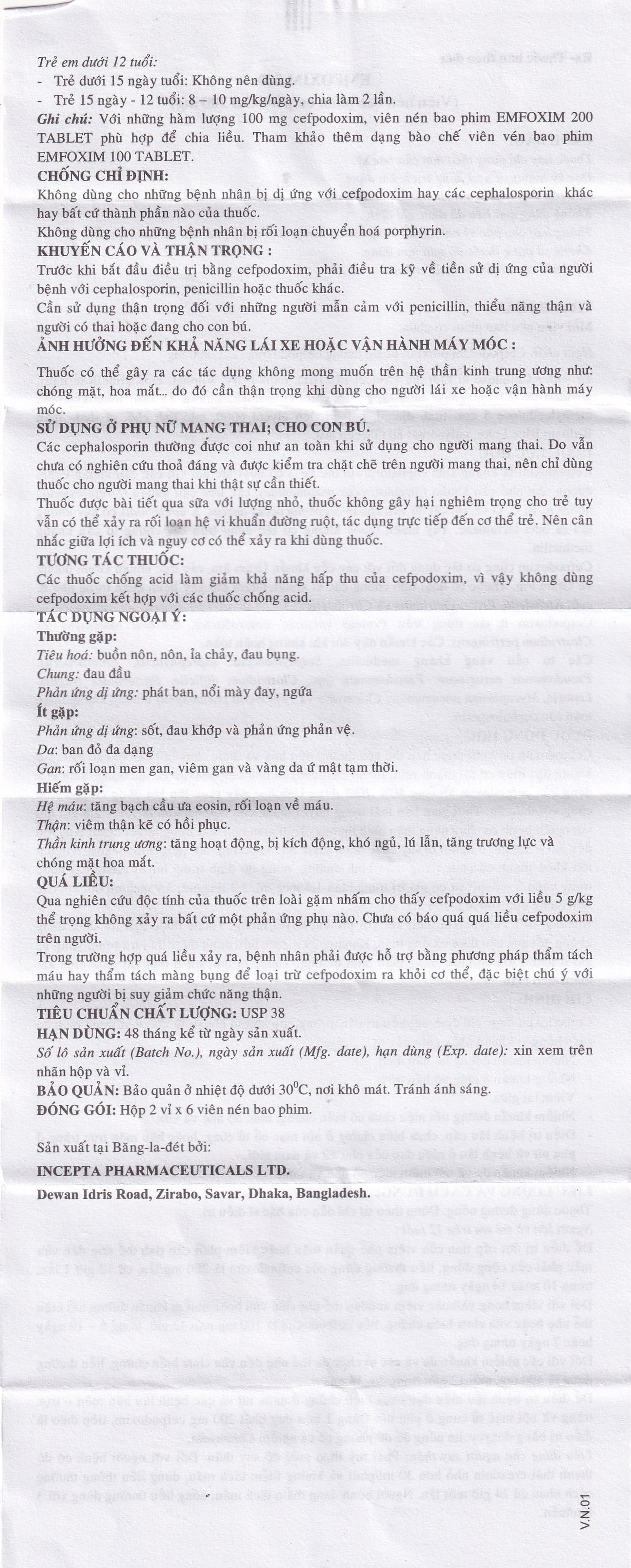 Thuốc Emfoxim 200Mg Incepta điều trị các trường hợp nhiễm khuẩn từ nhẹ đến trung bình (2 vỉ x 6 viên)