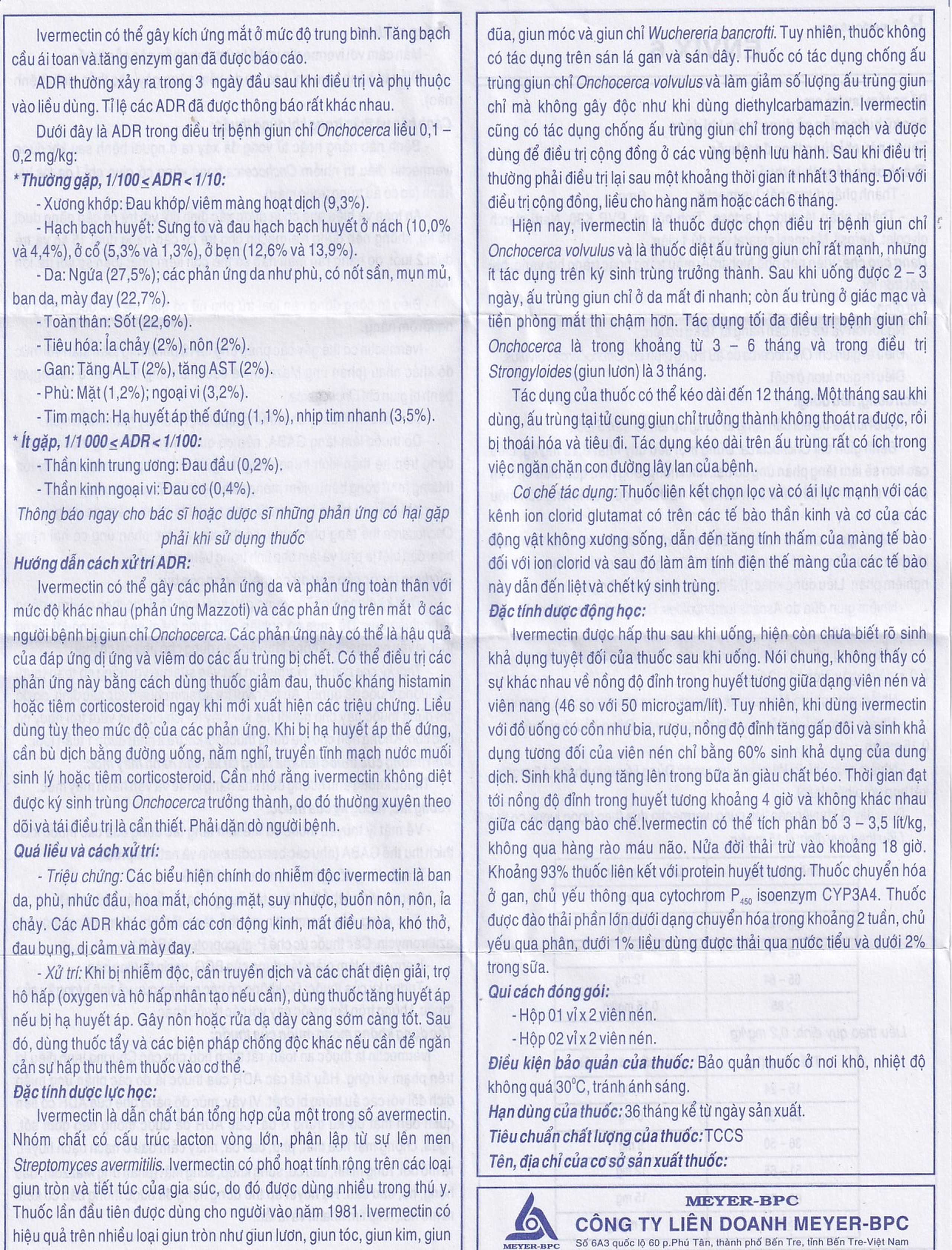 Thuốc Envix 6 Meyer - BPC điều trị giun chỉ Onchocerca, giun lươn ở ruột (2 vỉ x 2 viên)