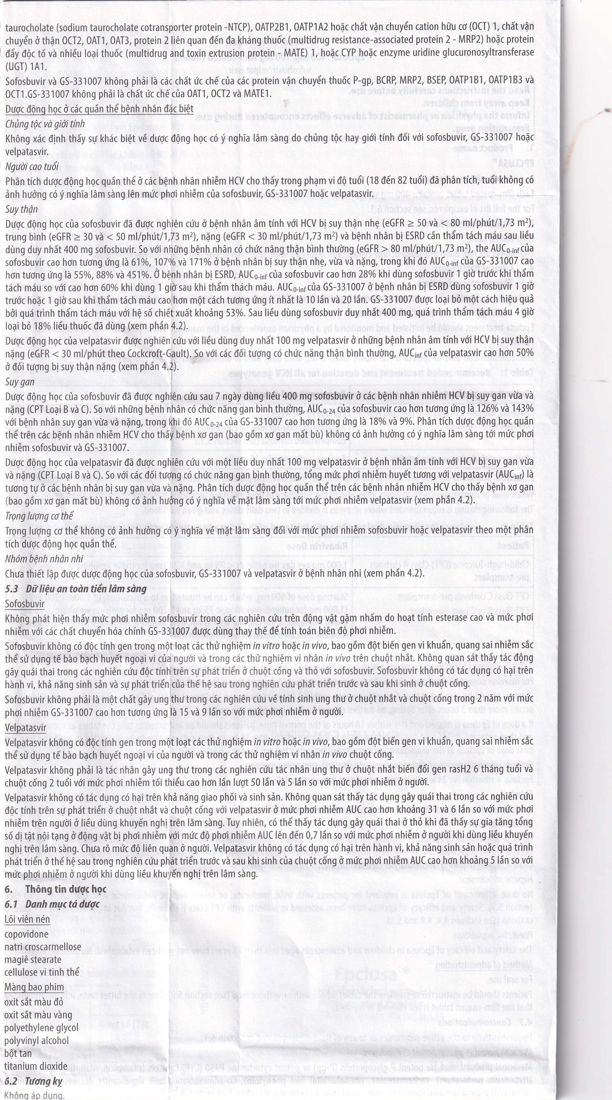 Thuốc Epclusa 400mg/100mg Gilead điều trị viêm gan C mãn tính (28 viên)