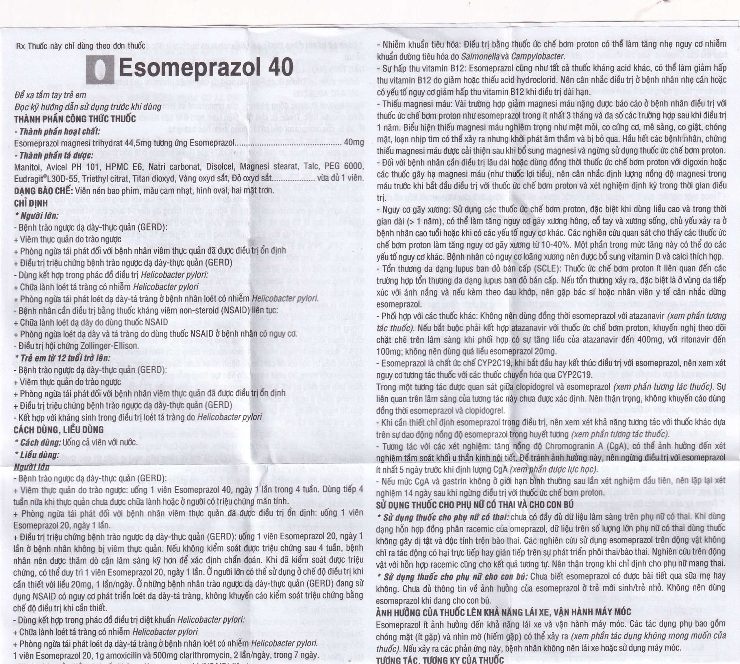 Thuốc Esomeprazol 40 Tv.Pharm điều trị loét dạ dày, trào ngược dạ dày, thực quản (3 vỉ x 10 viên)