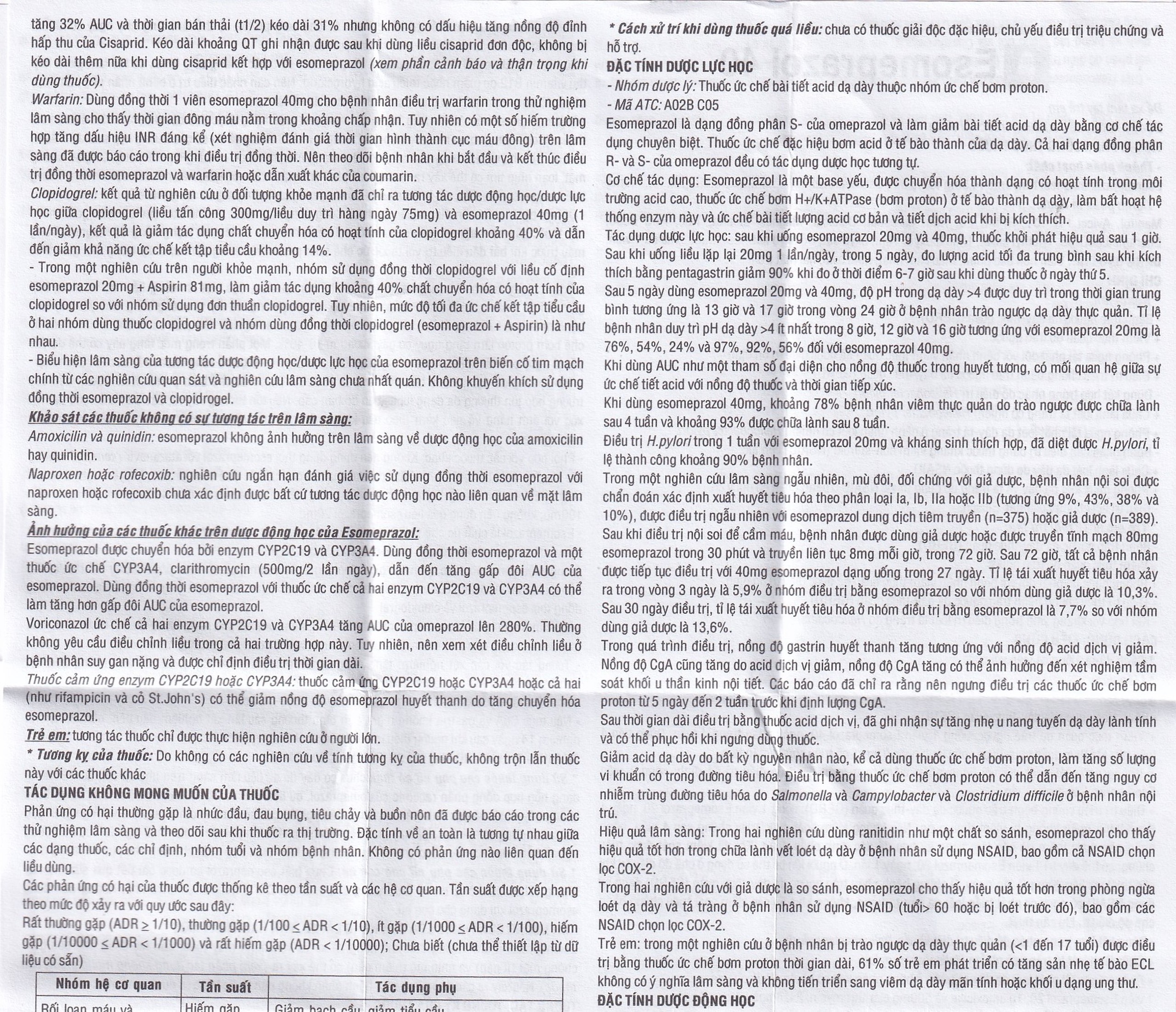 Thuốc Esomeprazol 40 Tv.Pharm điều trị loét dạ dày, trào ngược dạ dày, thực quản (3 vỉ x 10 viên)