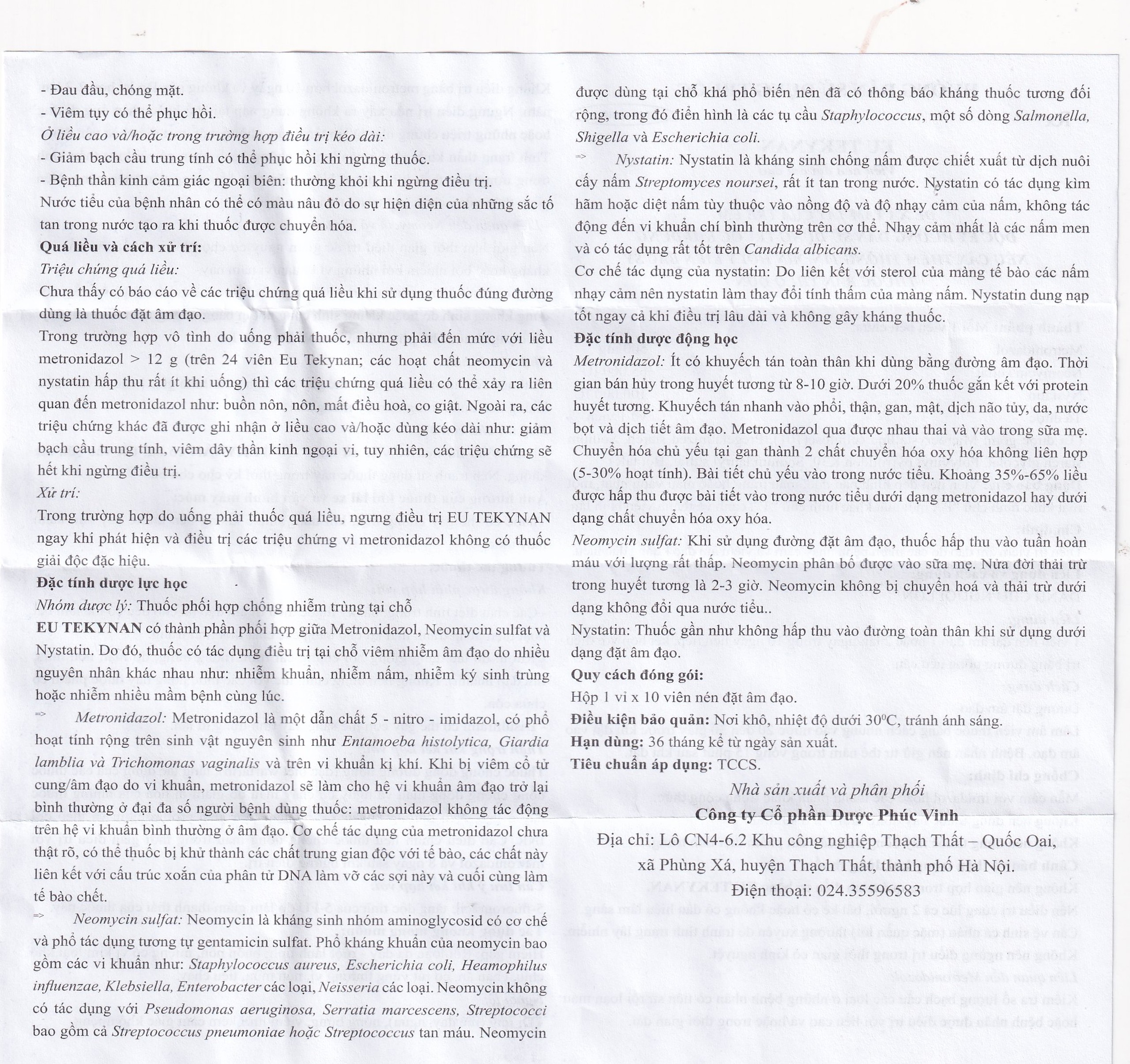 Viên đặt âm đạo Eu Tekynan PV điều trị viêm âm đạo (1 vỉ x 10 viên)