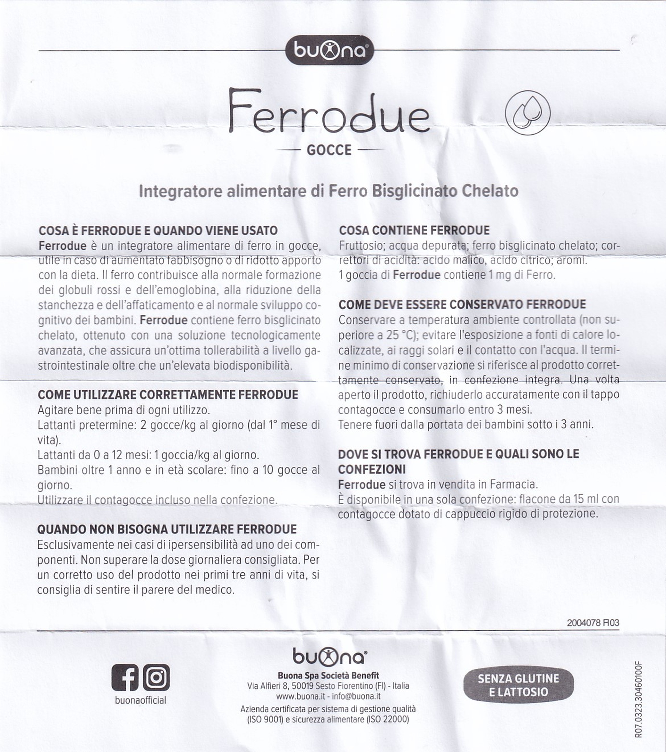 Dung dịch Ferrodue 15ml Buona bổ sung sắt cho cơ thể, giảm nguy cơ thiếu máu 