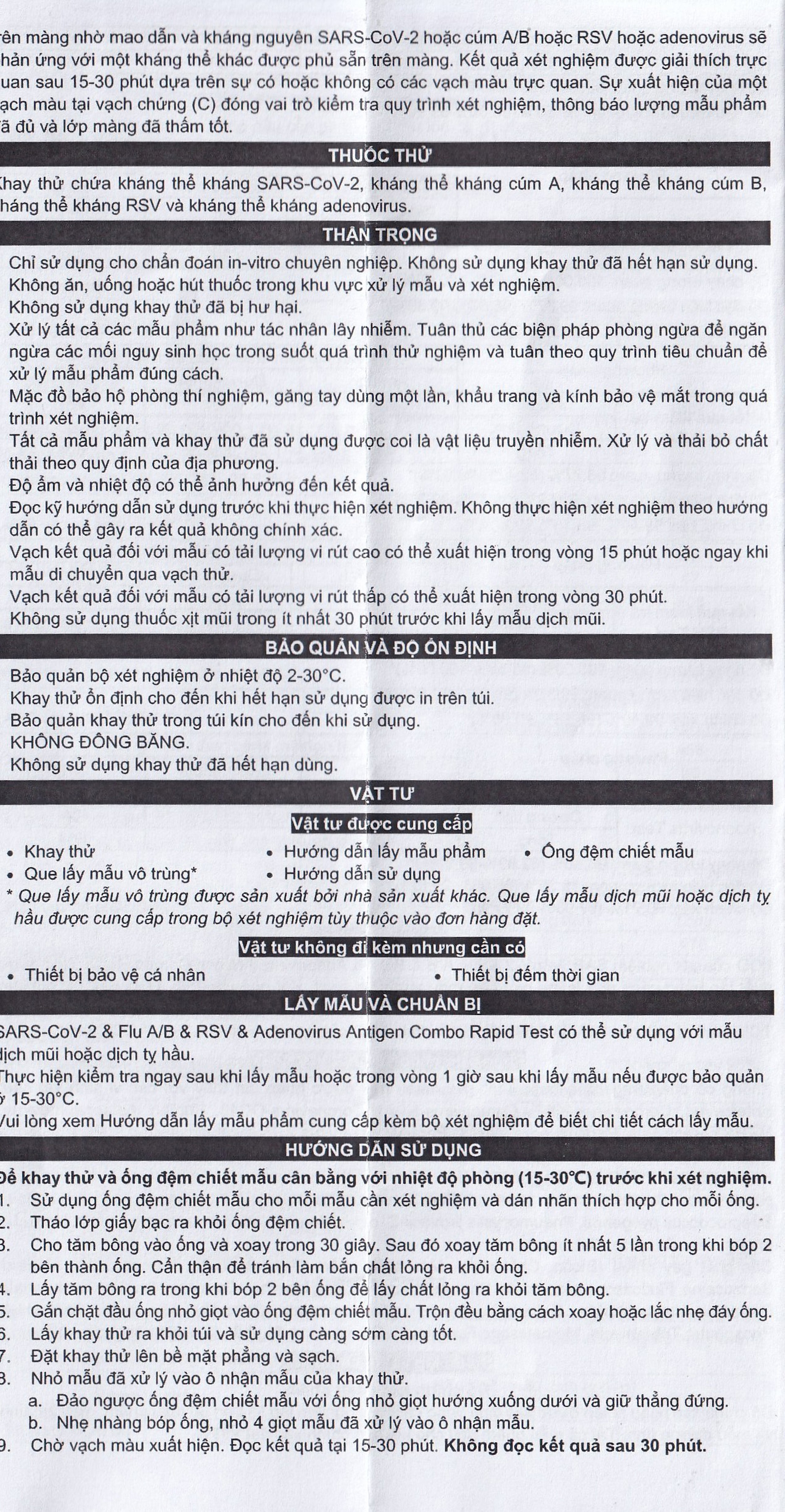Kit test cúm A/B, Covid, RSV, ADV Flowflex (20 kít)