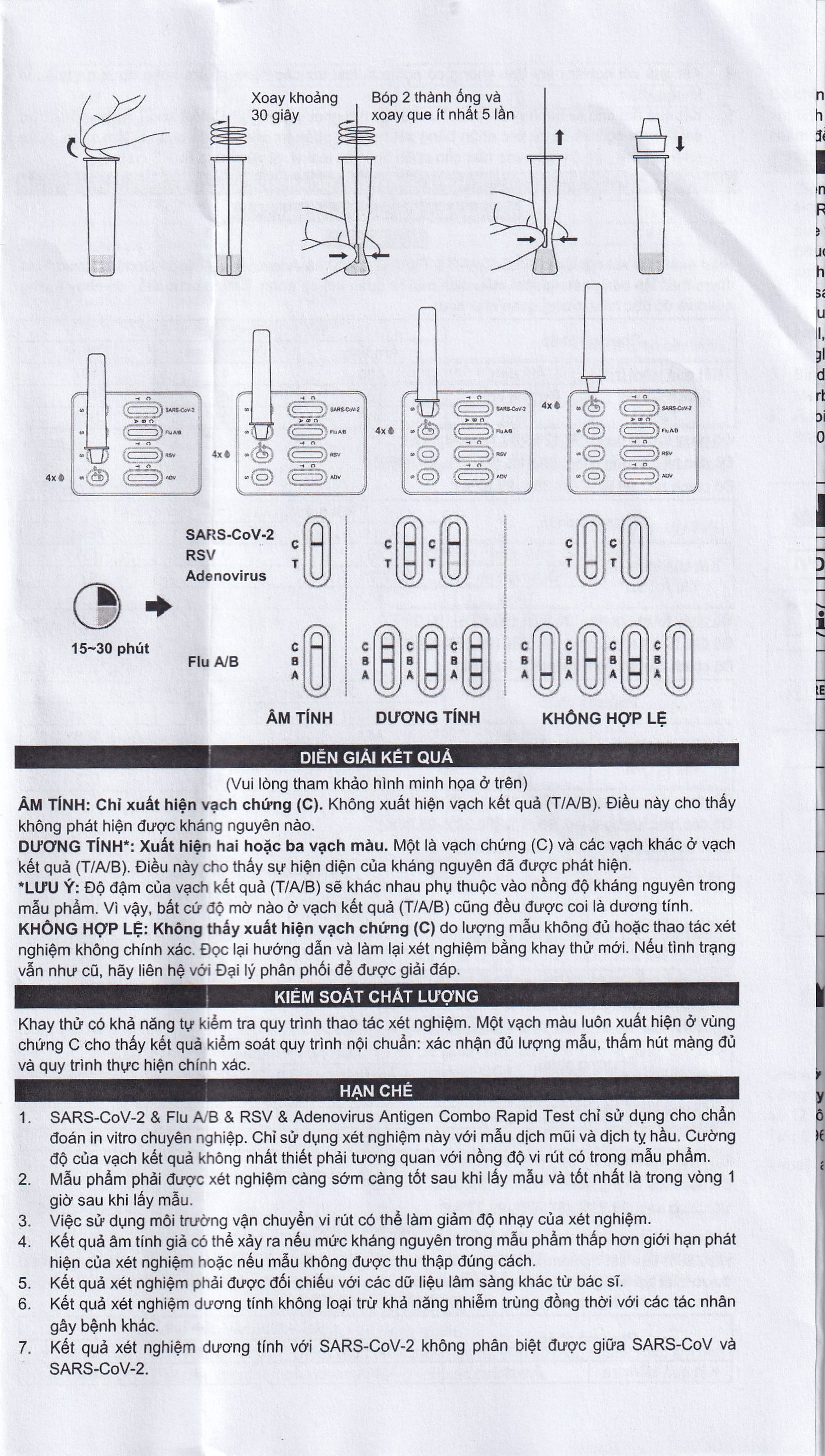 Kit test cúm A/B, Covid, RSV, ADV Flowflex (20 kít)