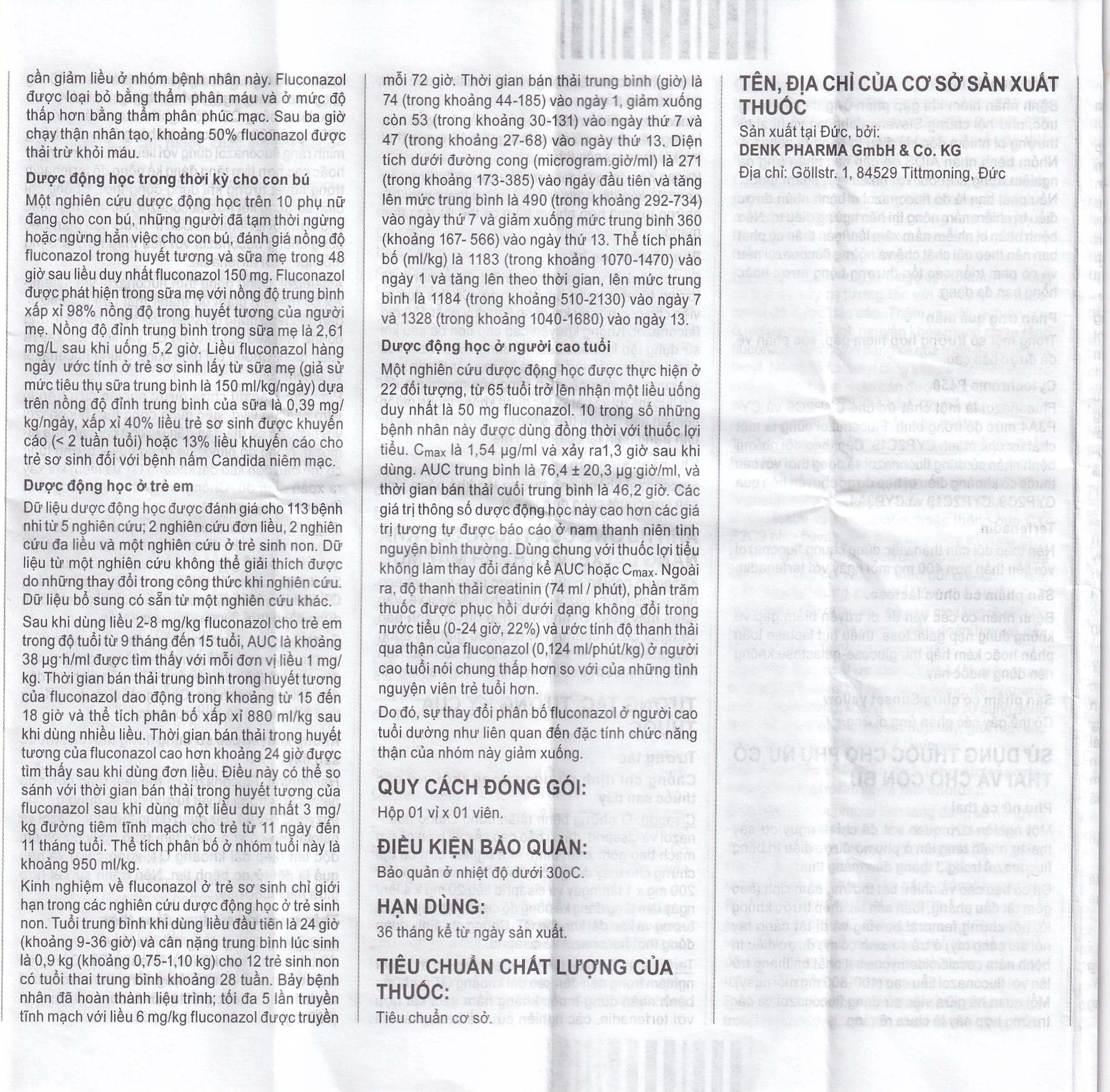 Thuốc Flucona-Denk 150mg điều trị nhiễm nấm candida ở người lớn (1 viên)
