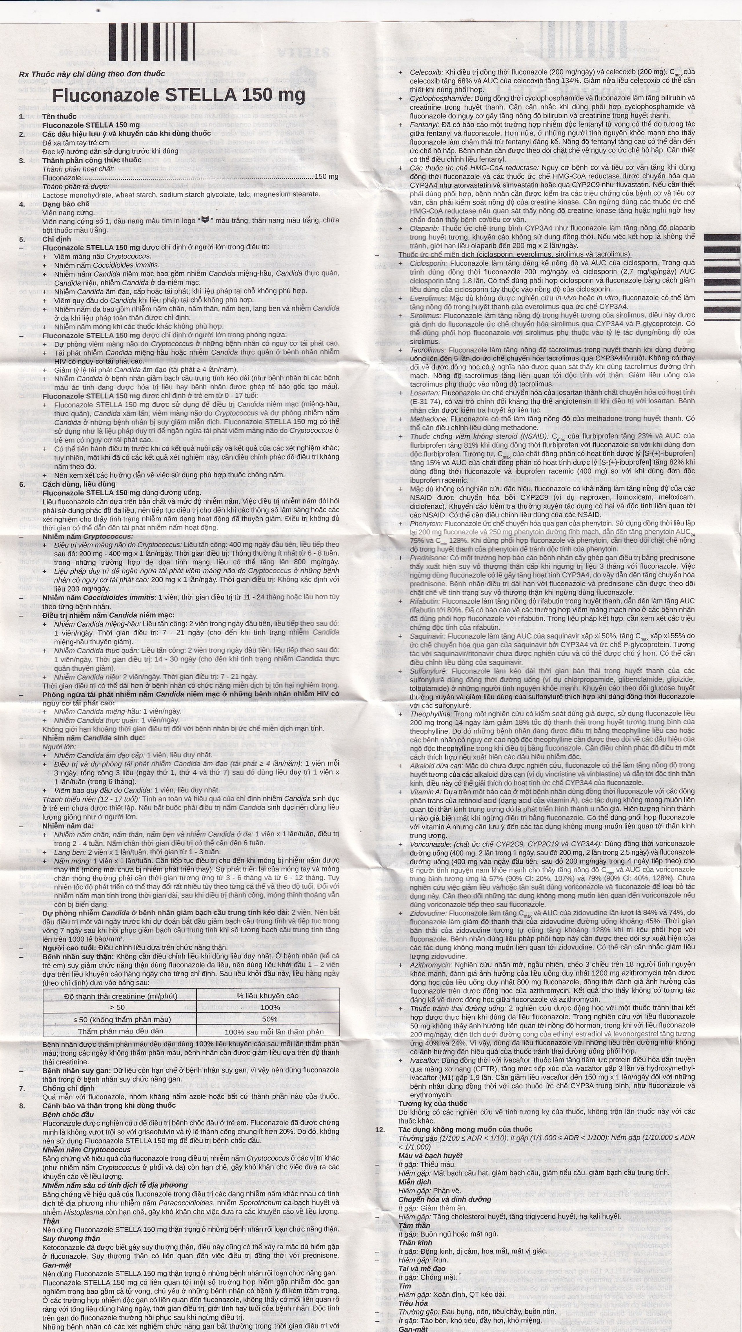 Thuốc Fluconazole Stella 150mg điều trị nhiễm nấm (1 vỉ x 1 viên)