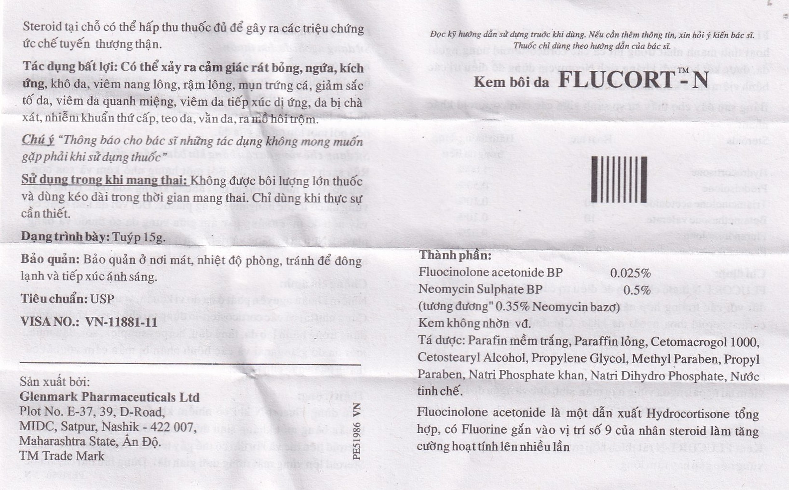 Kem Flucort-N Glenmark hỗ trợ điều trị các bệnh viêm da (15g)