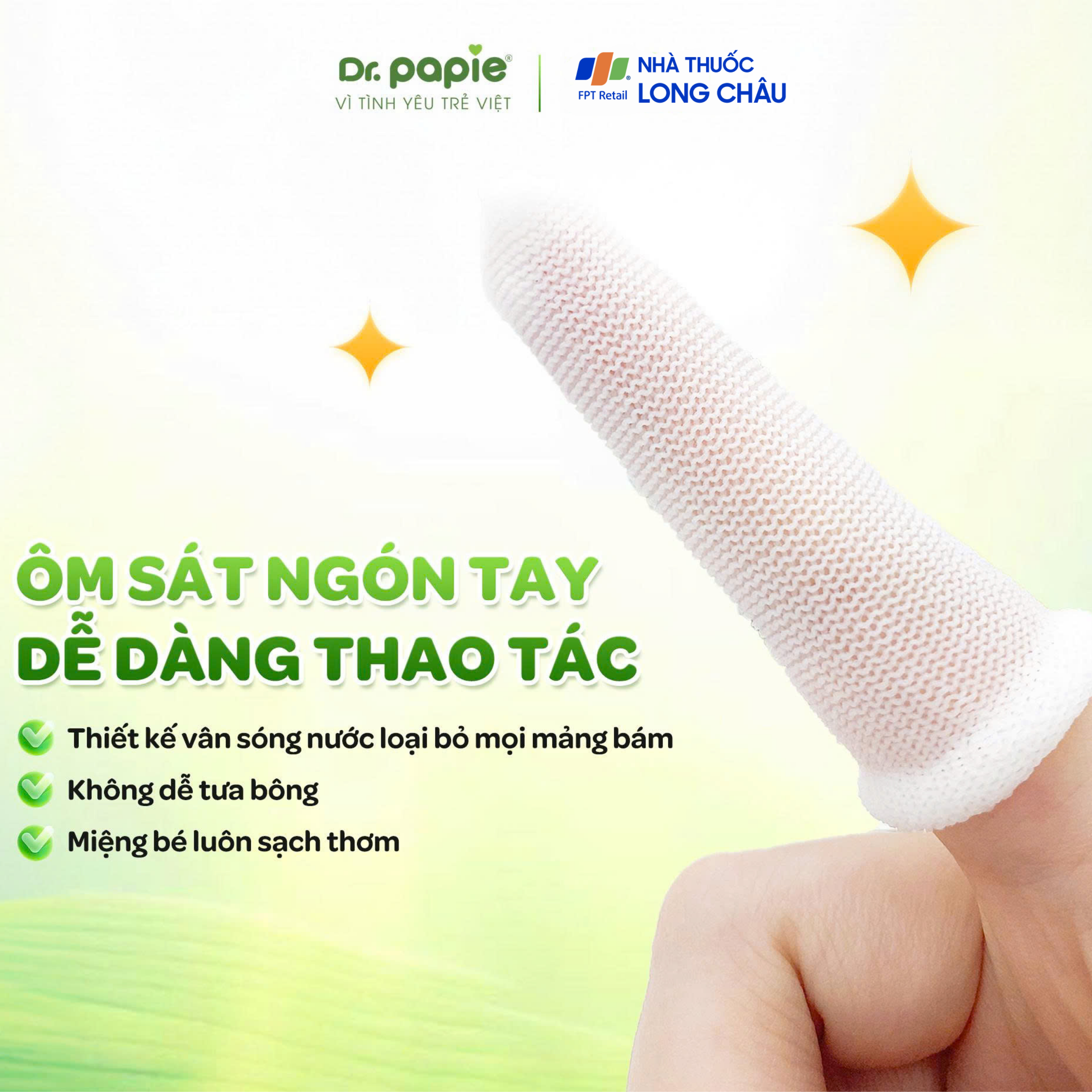Gạc răng miệng Dr.Papie Starmed (30 gói) làm sạch và bảo vệ răng miệng cho bé