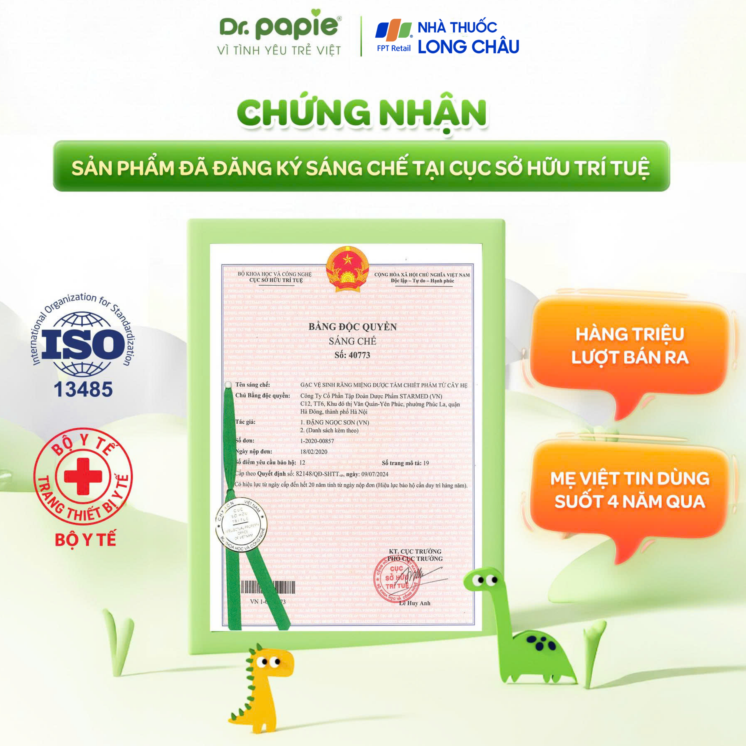 Gạc răng miệng Dr.Papie Starmed (30 gói) làm sạch và bảo vệ răng miệng cho bé