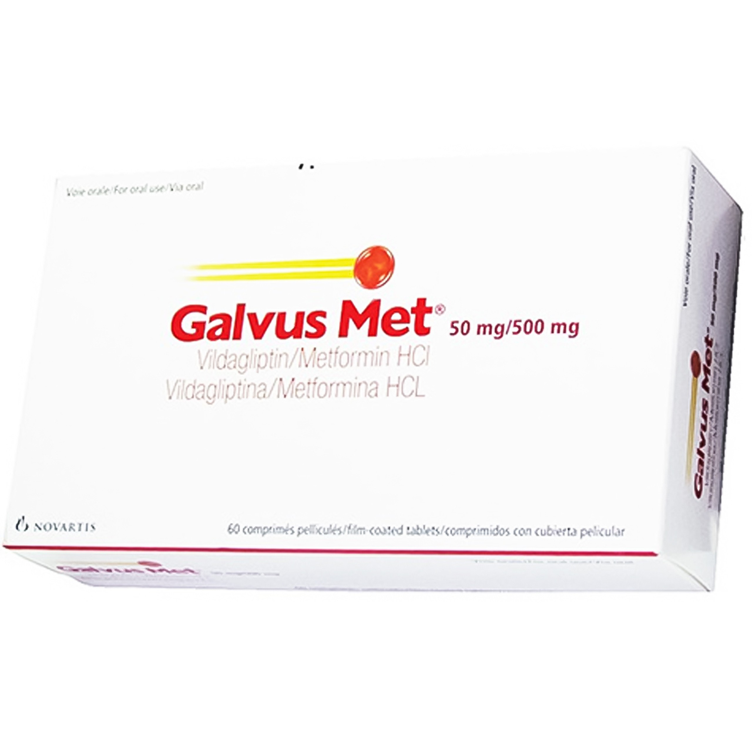 Thuốc Galvus Met 50mg/500mg Novartis điều trị đái tháo đường típ 2 (6 vỉ x 10 viên)