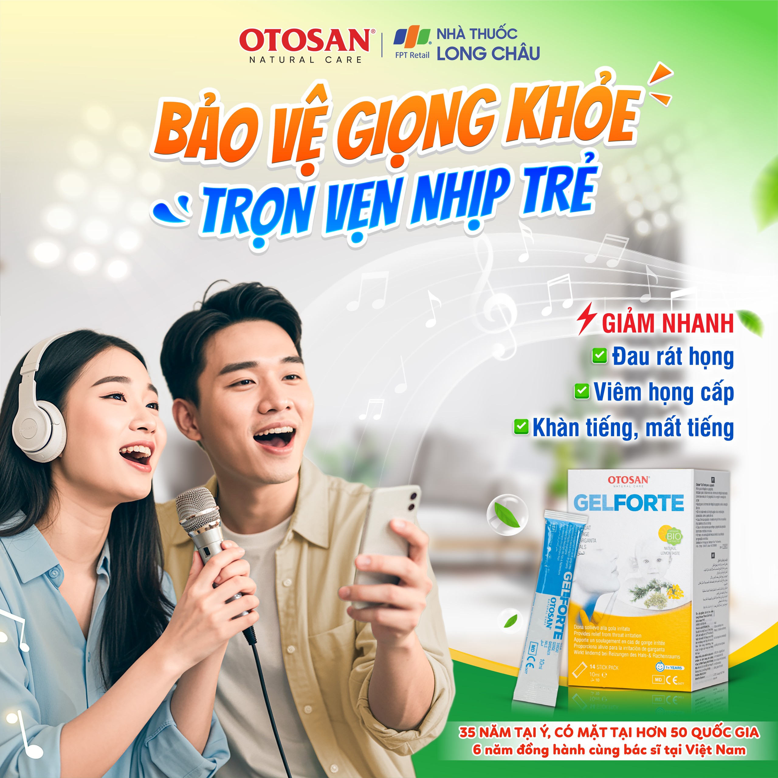 Gel ngậm họng Otosan Throat Gel Forte 14 gói x 10ml hỗ trợ điều trị viêm họng cấp tính