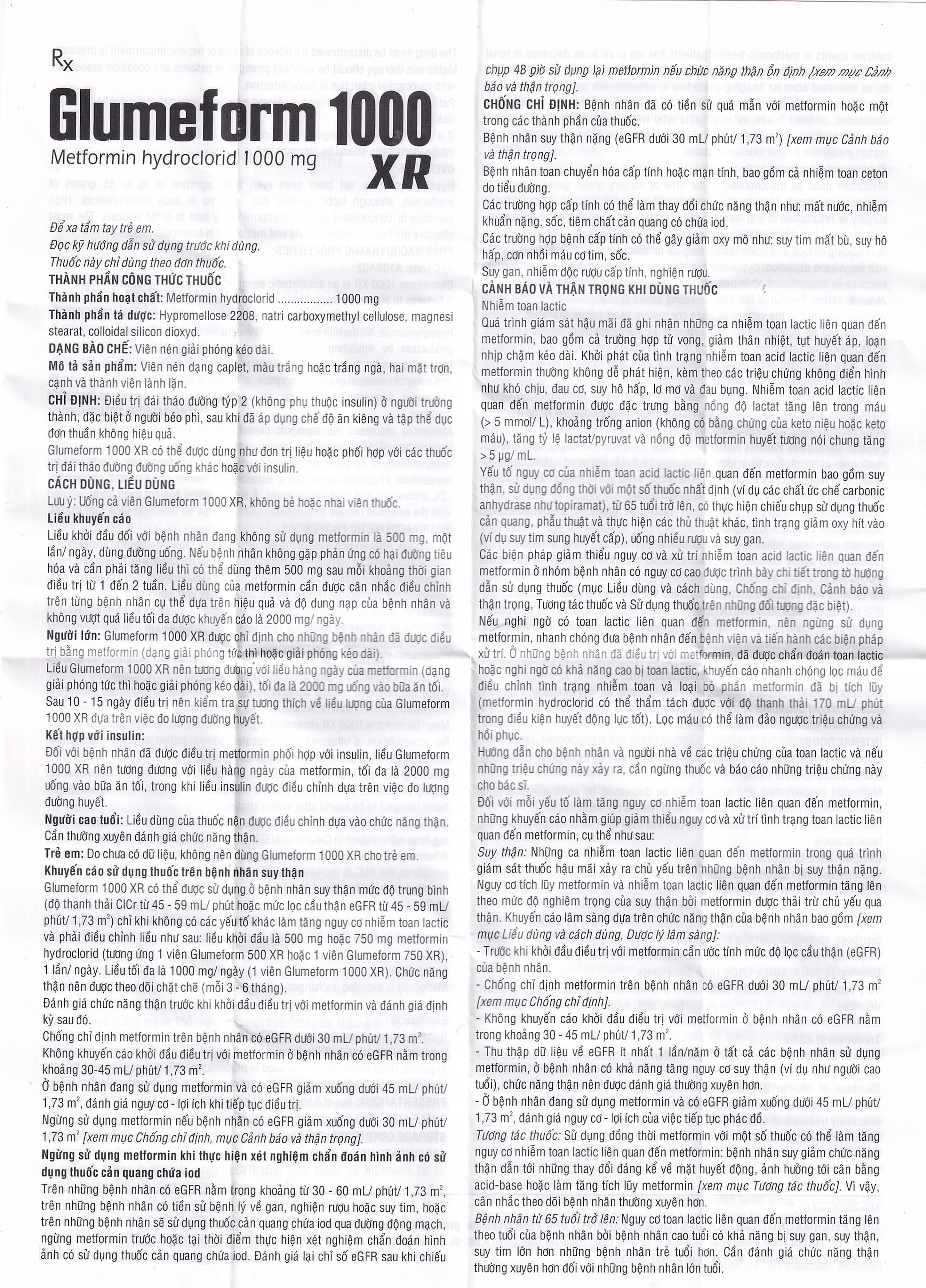 Thuốc Glumeform 1000 XR DHG điều trị đái tháo đường típ 2 (3 vỉ x 10 viên)