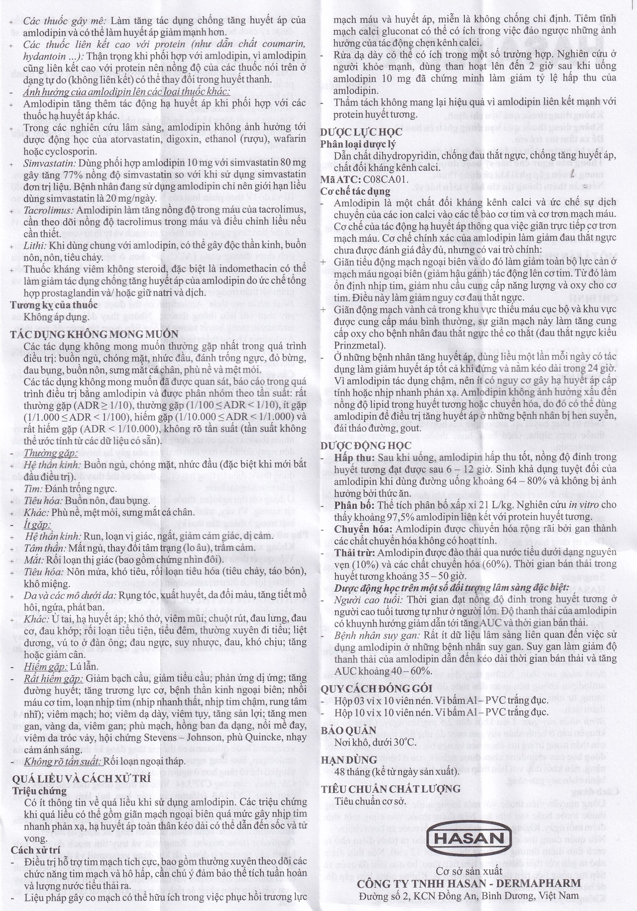 Thuốc Hasanlor 5 Hasan điều trị tăng huyết áp, đau thắt ngực (10 vỉ x 10 viên)