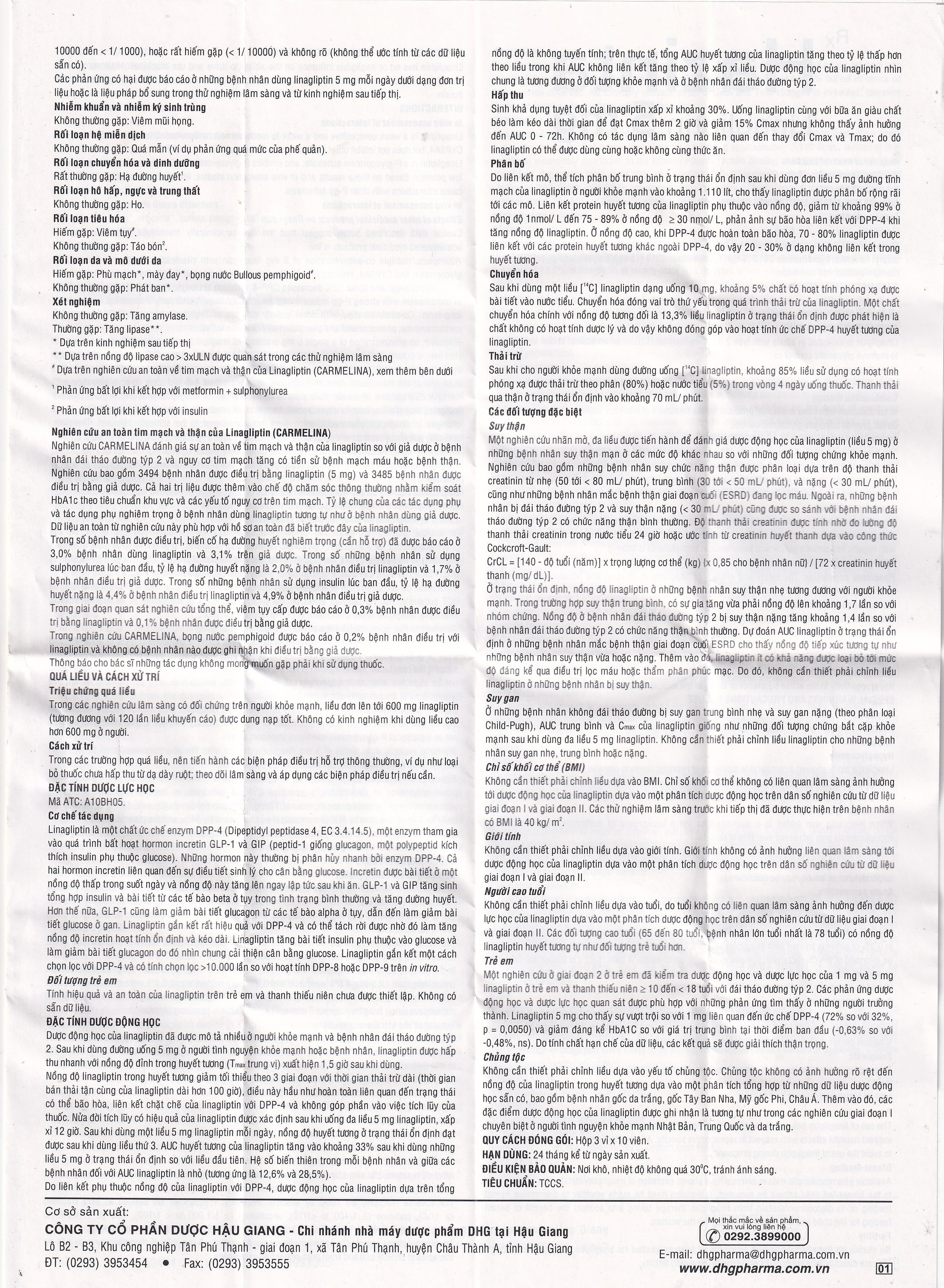 Thuốc Hazinta 5 DHG điều trị đái tháo đường típ 2 (3 vỉ x 10 viên)