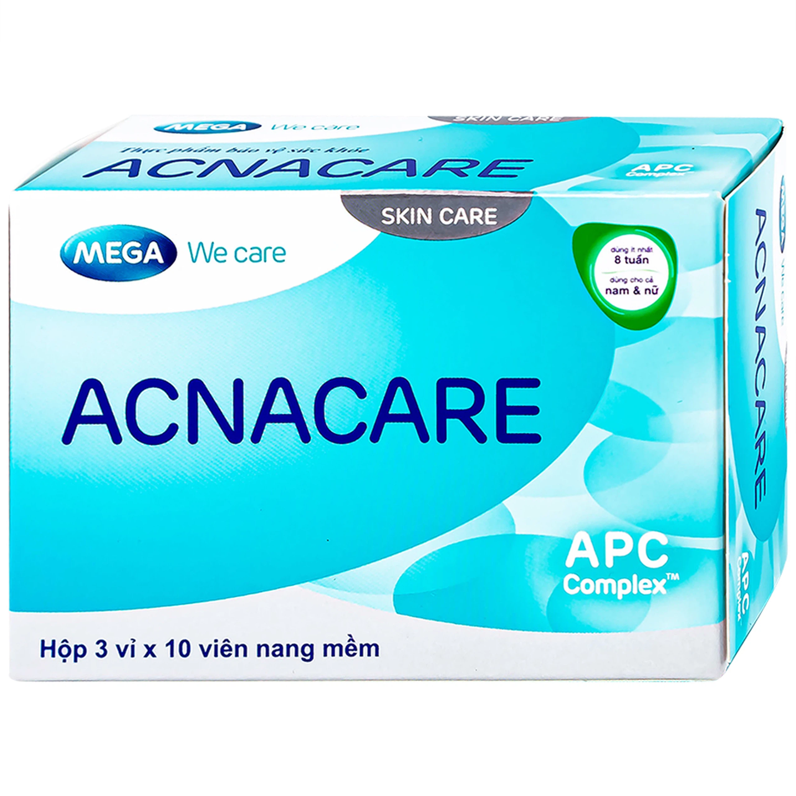 Viên uống Acnacare Mega We Care bổ sung chất chống oxy hóa, ngăn ngừa mụn (3 vỉ x 10 viên)