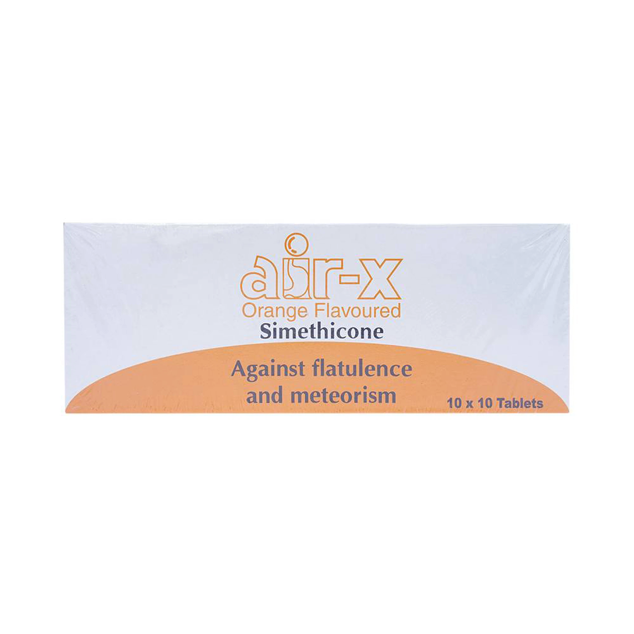 Viên nhai Air-X hương cam chống đầy hơi và chướng bụng (10 vỉ x 10 viên)