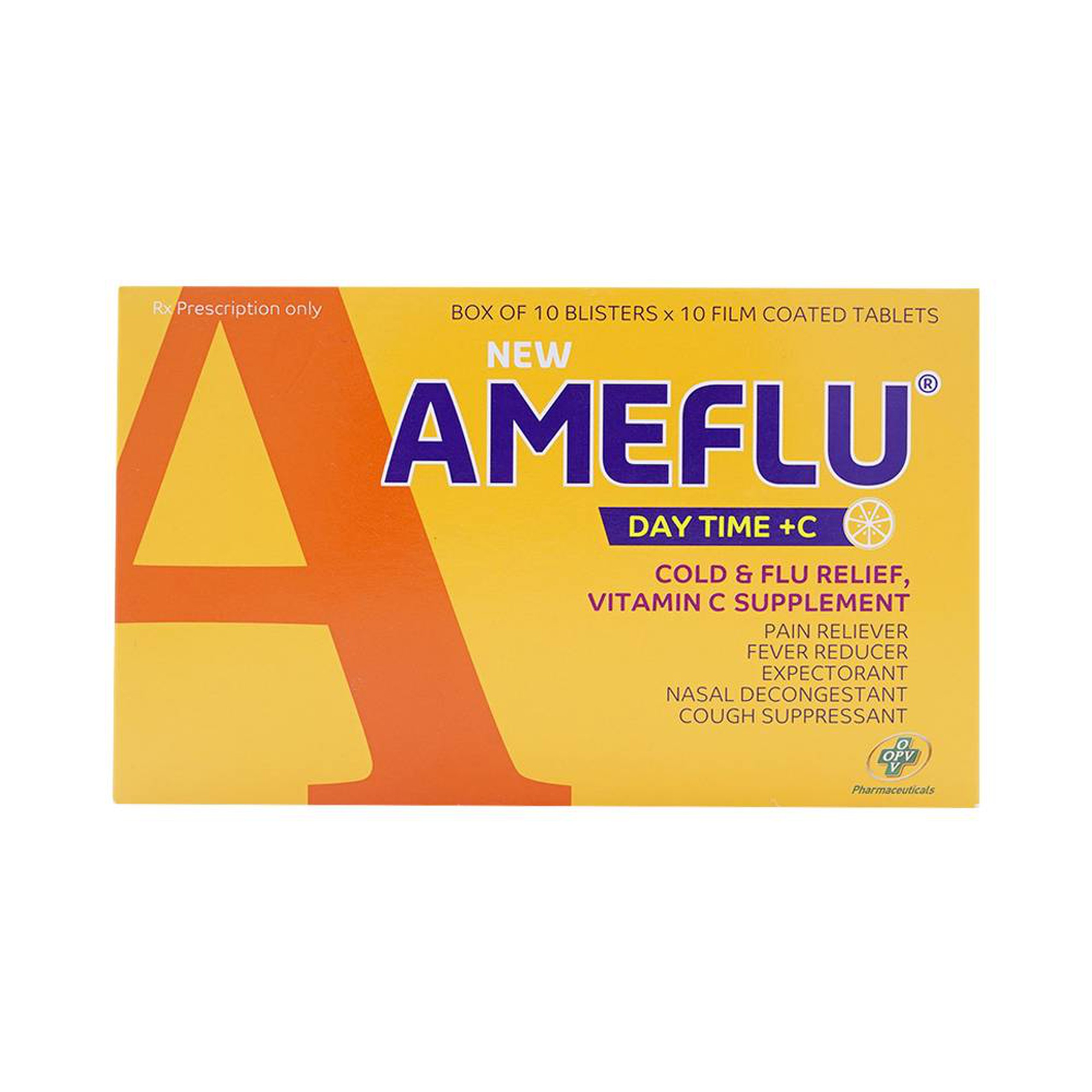 Viên nén New Ameflu Day Time +C OPV điều trị cảm lạnh, cảm cúm (10 vỉ x 10 viên)