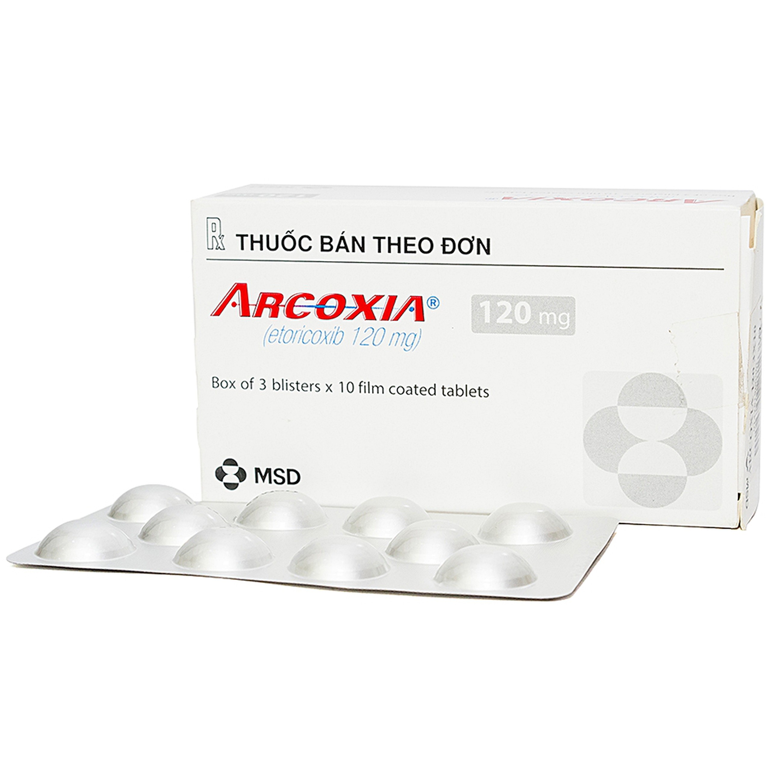 Thuốc Arcoxia 120mg MSD điều trị thoái hoá khớp, viêm khớp dạng thấp (3 vỉ x 10 viên)