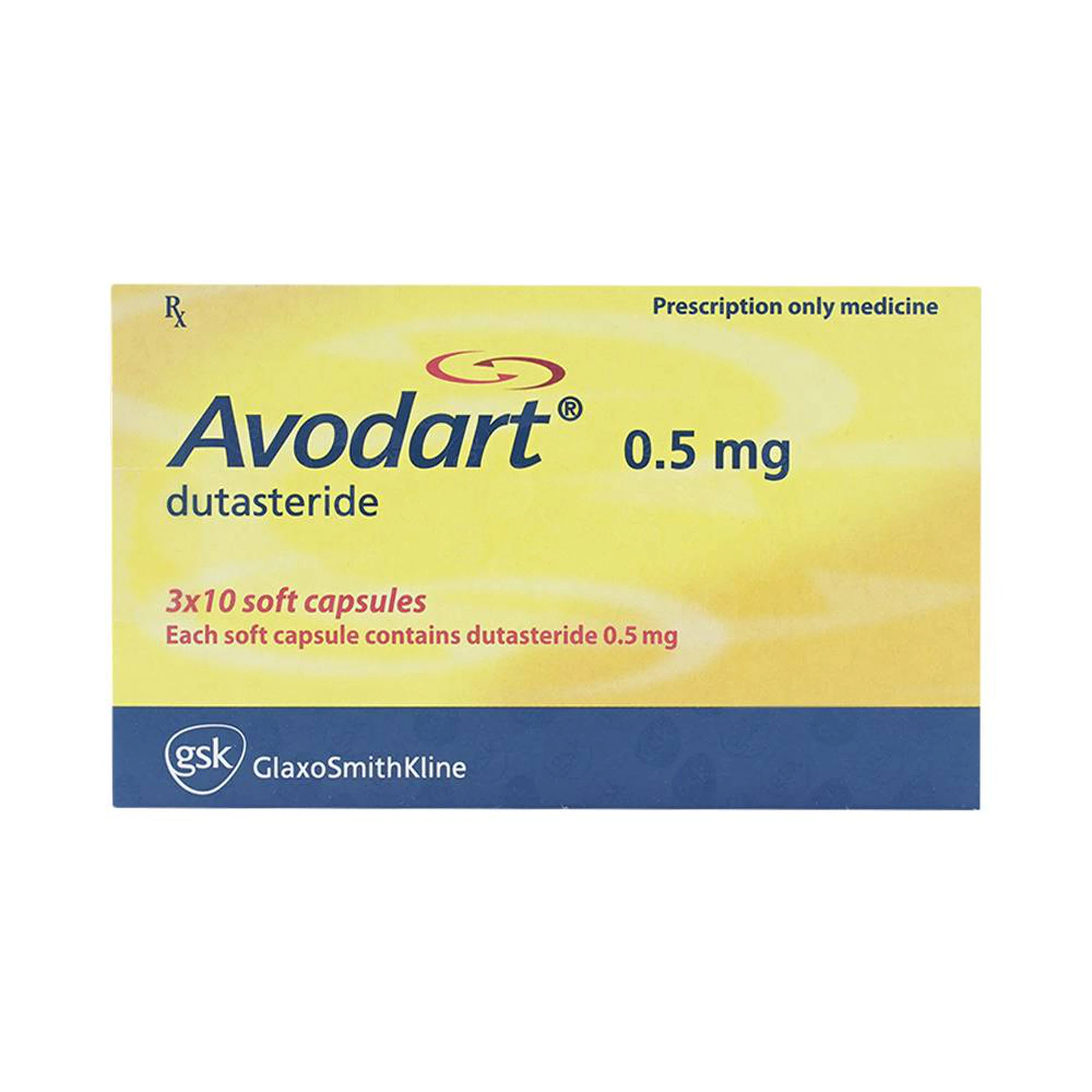 Thuốc Avodart 0.5mg GSK điều trị tăng sản lành tính tuyến tiền liệt (3 vỉ x 10 viên)