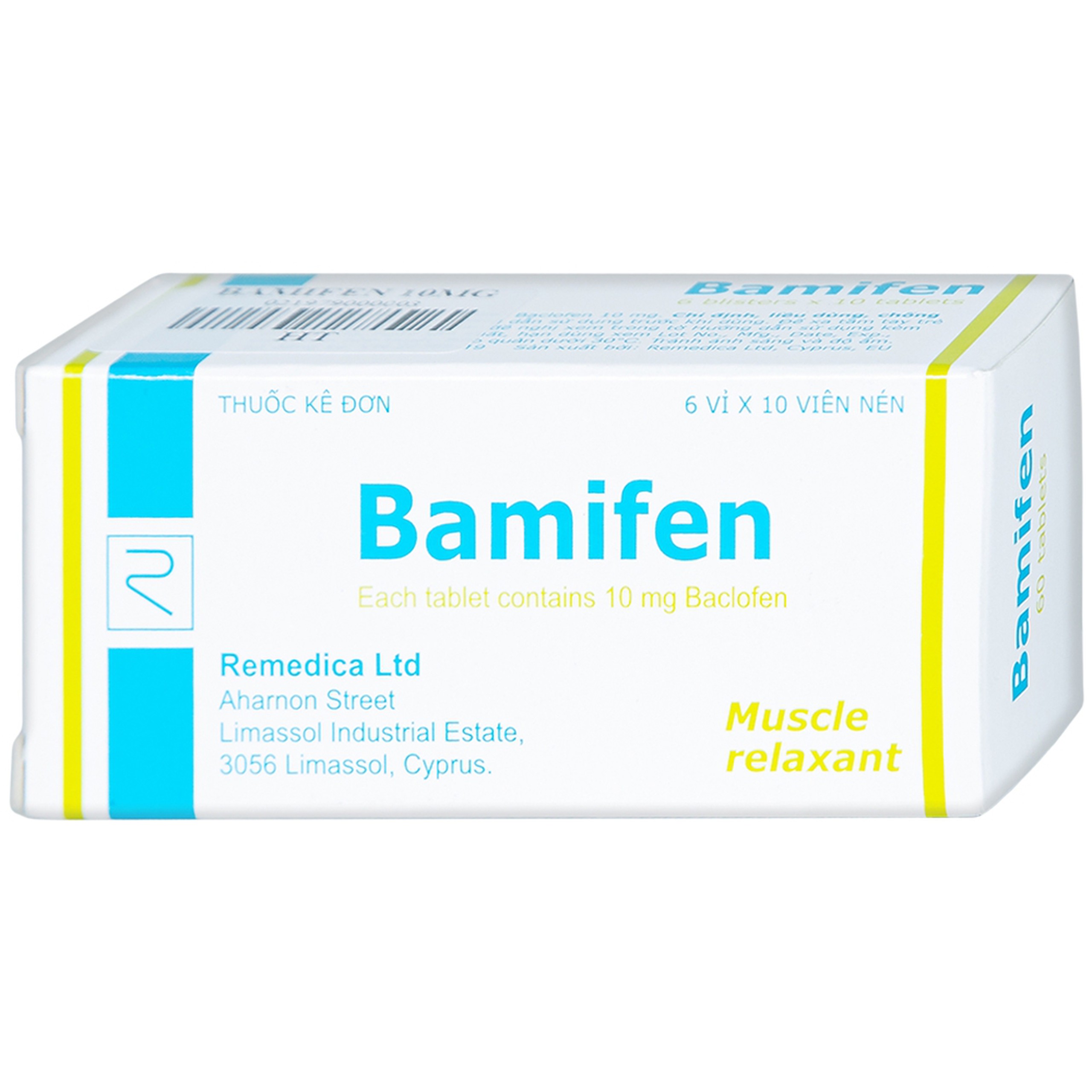 Thuốc Bamifen 10mg Remedica giảm co cứng cơ vân (6 vỉ x 10 viên)