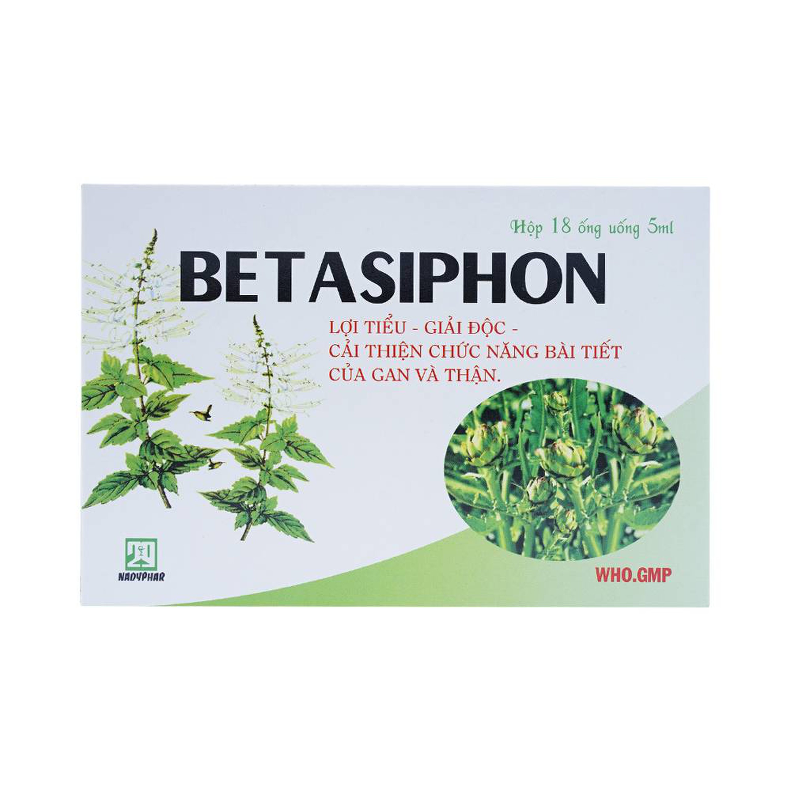 Dung dịch Betasiphon Nadyphar lợi tiểu, giải độc (18 ống x 5ml)
