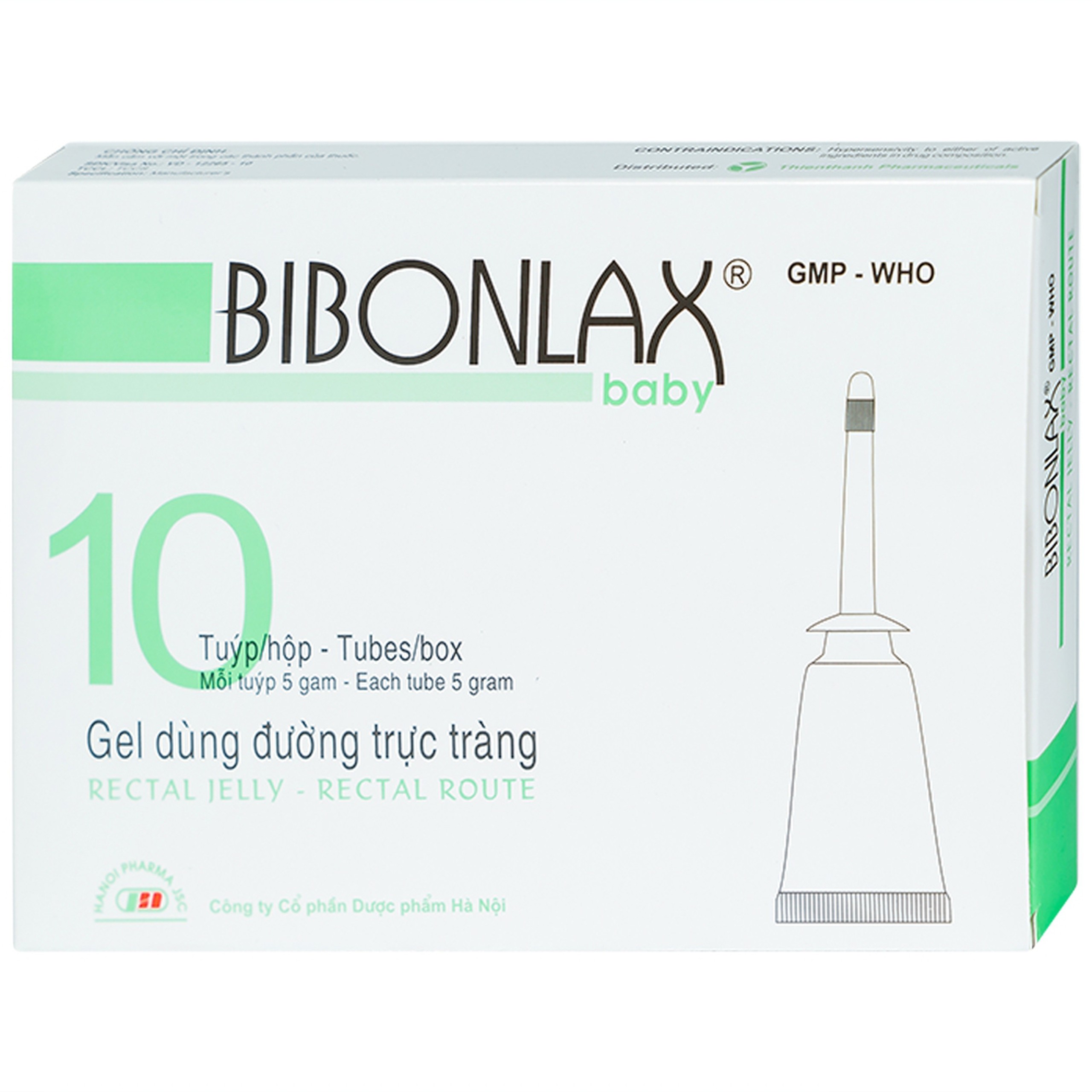 Gel dùng đường trực tràng Bibonlax Baby Hanoi Pharma điều trị táo bón (10 ống x 5g)