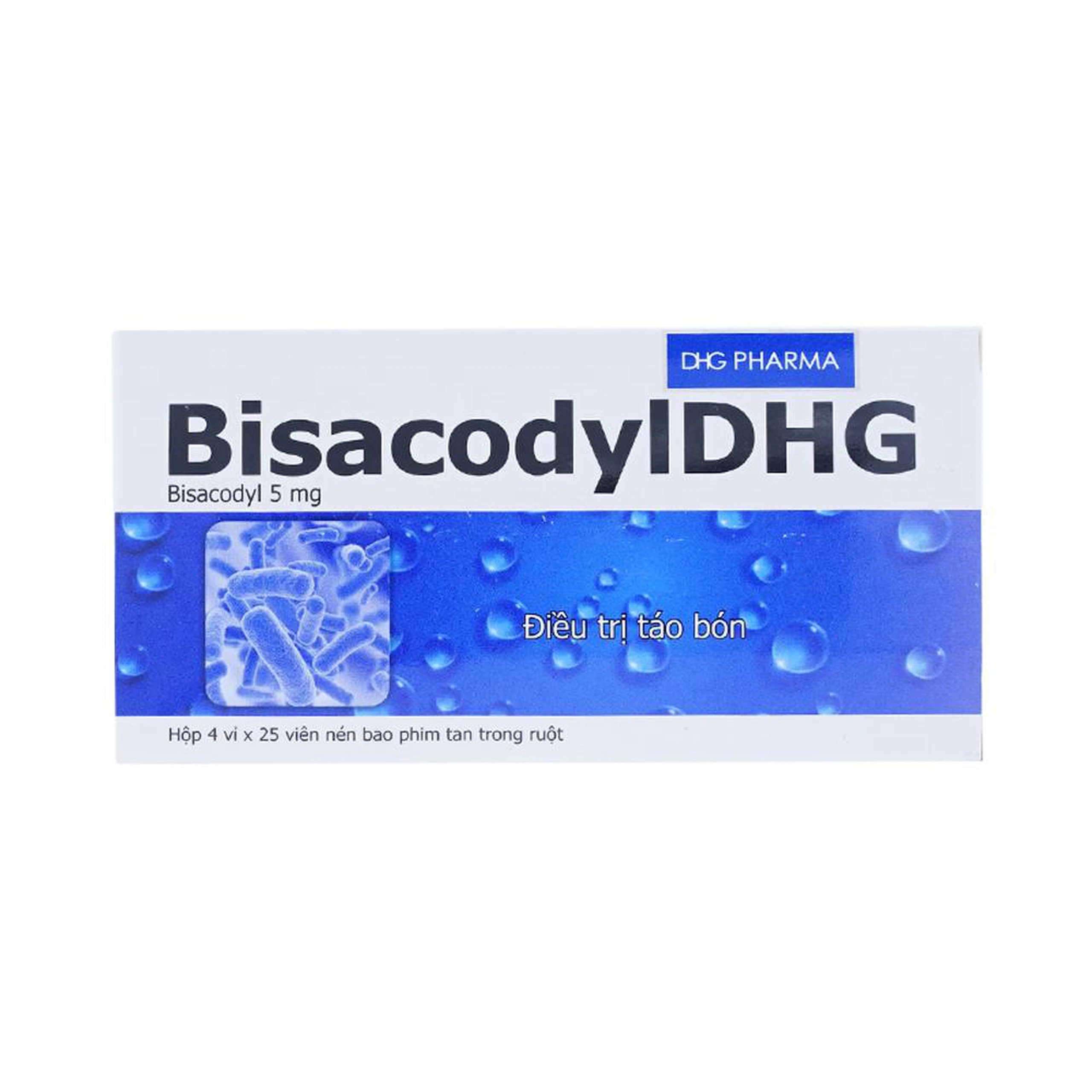 Thuốc BisacodylDHG điều trị táo bón, thải sạch ruột (4 vỉ x 25 viên)
