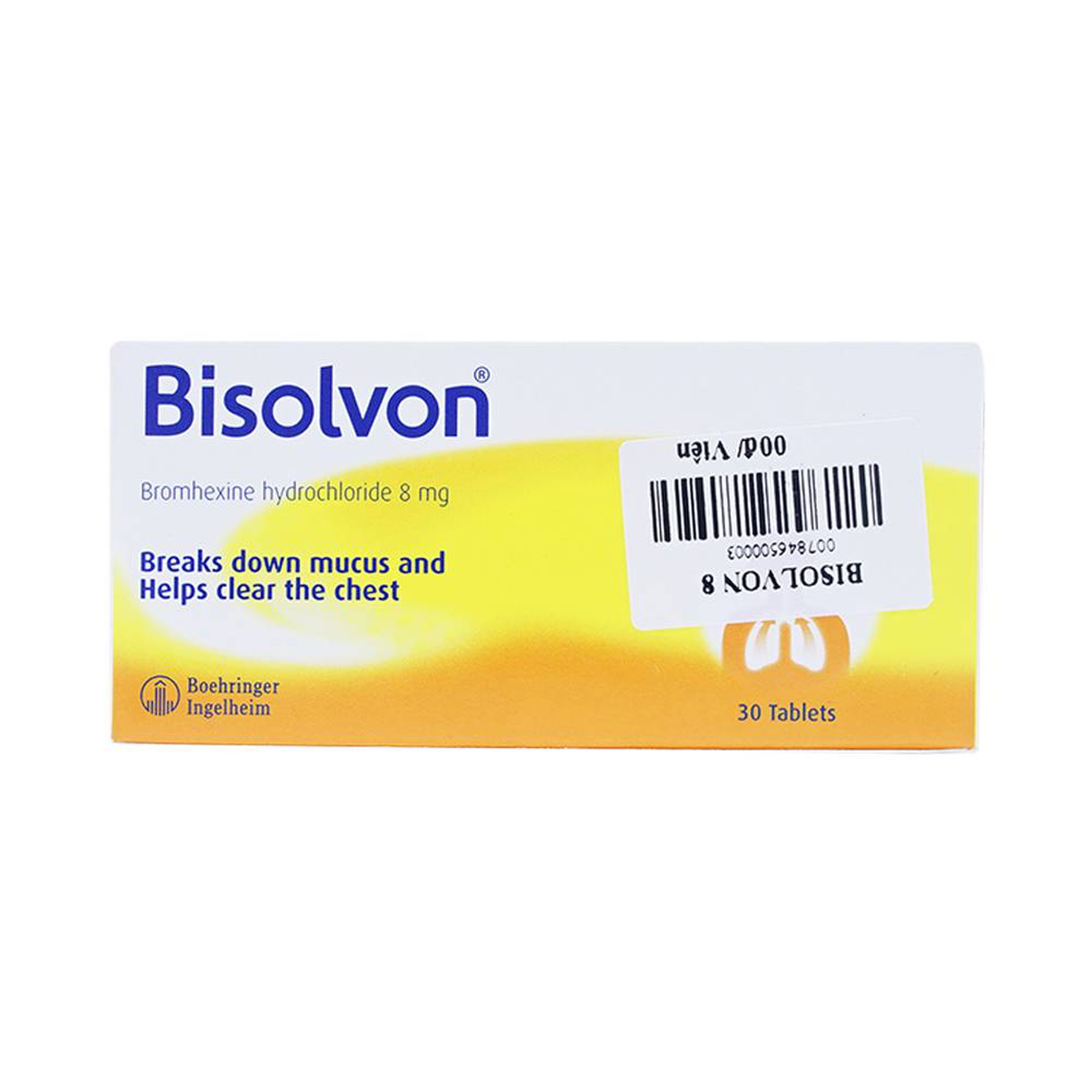Thuốc Bisolvon 8mg Boehringer làm loãng đờm, tiêu chất nhầy (3 vỉ x 10 viên)