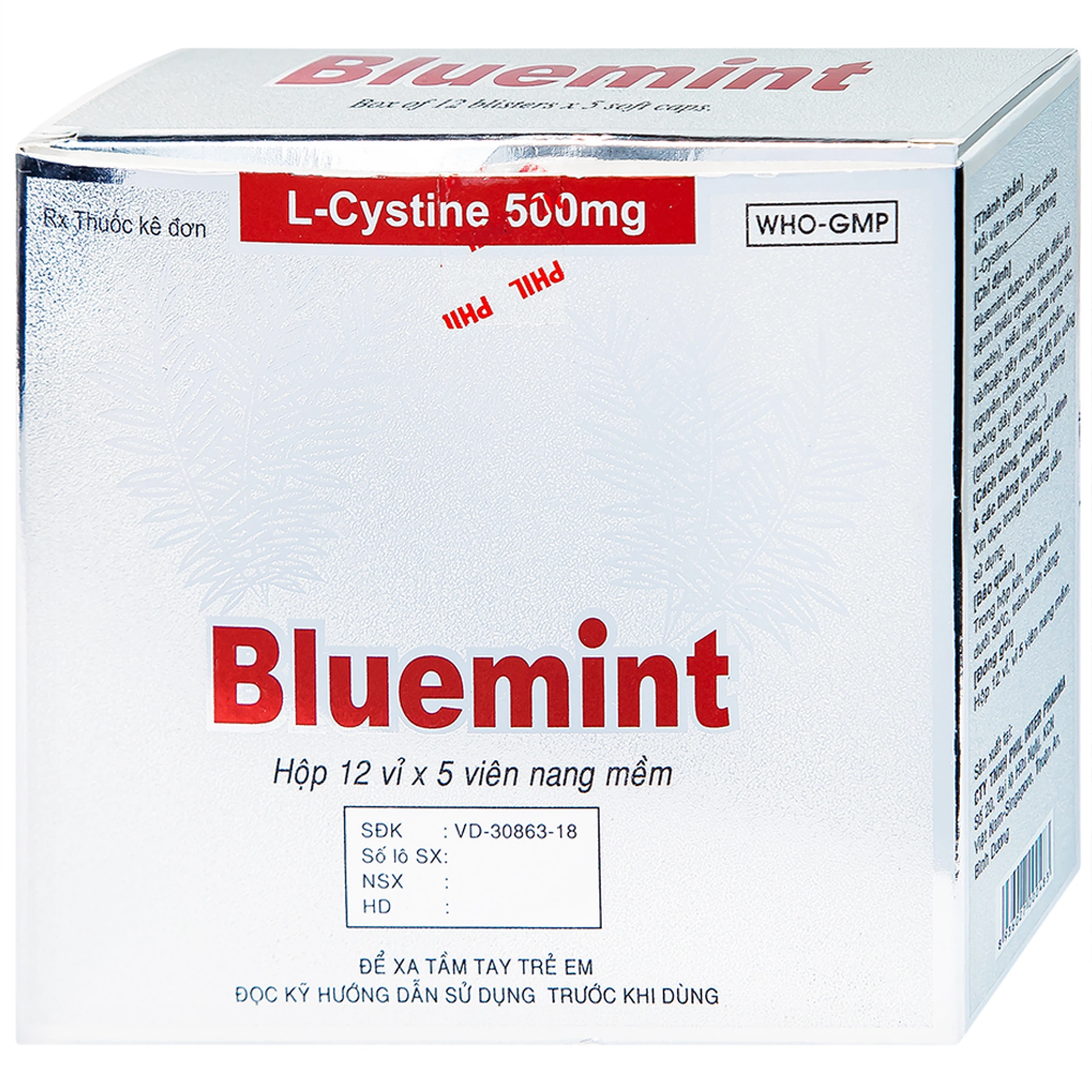 Thuốc Bluemint Phil hỗ trợ điều trị viêm da, sạm da, tàn nhang (12 vỉ x 5 viên)