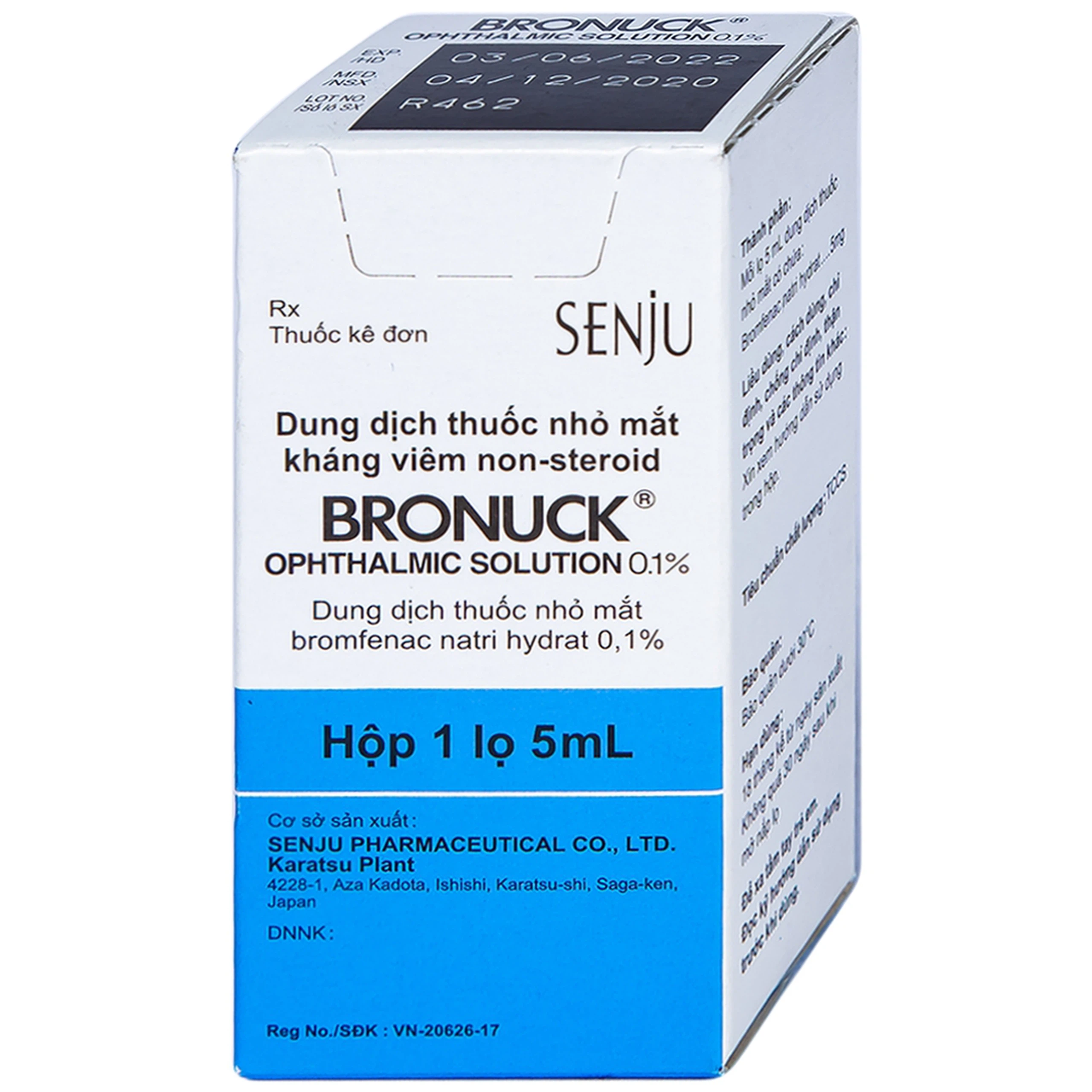 Thuốc nhỏ mắt Bronuck Senju Pharm điều trị viêm bờ mi, viêm kết mạc, viêm củng mạc (5ml)