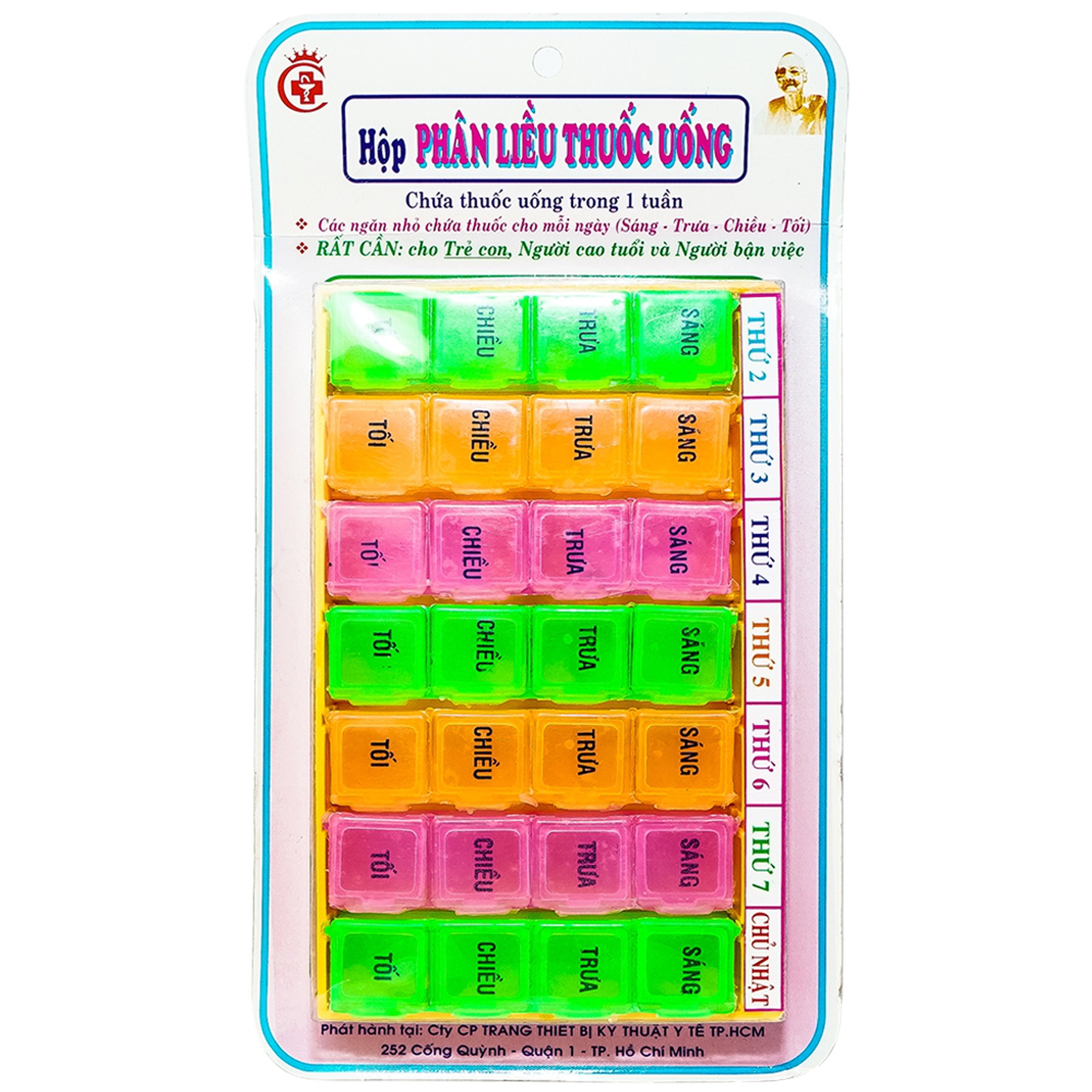 Hộp phân liều thuốc uống dùng trong 1 tuần (7 hộp dài)